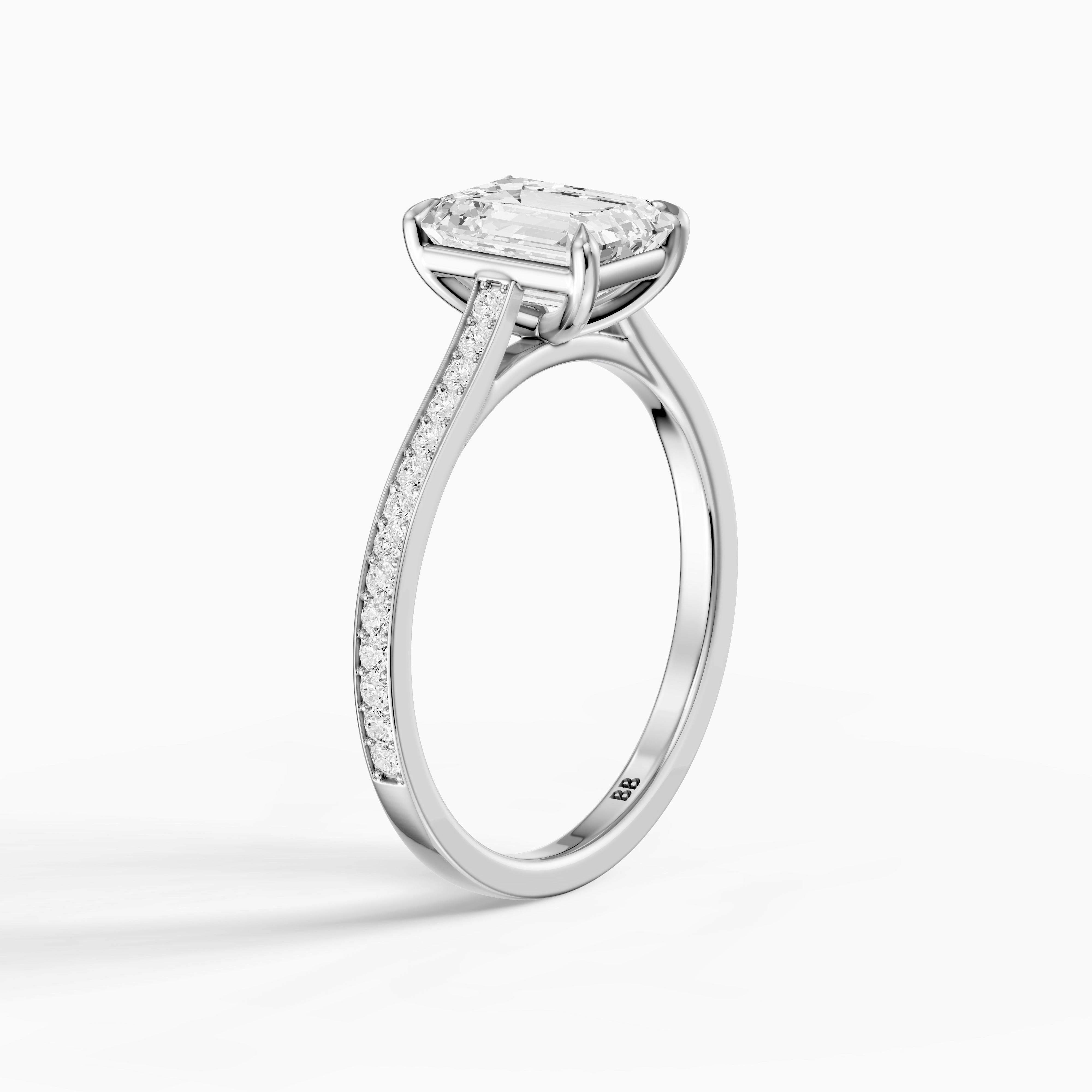 Raegan Emerald Cut Side Stone Channel Set Moissanite Diamond Ring