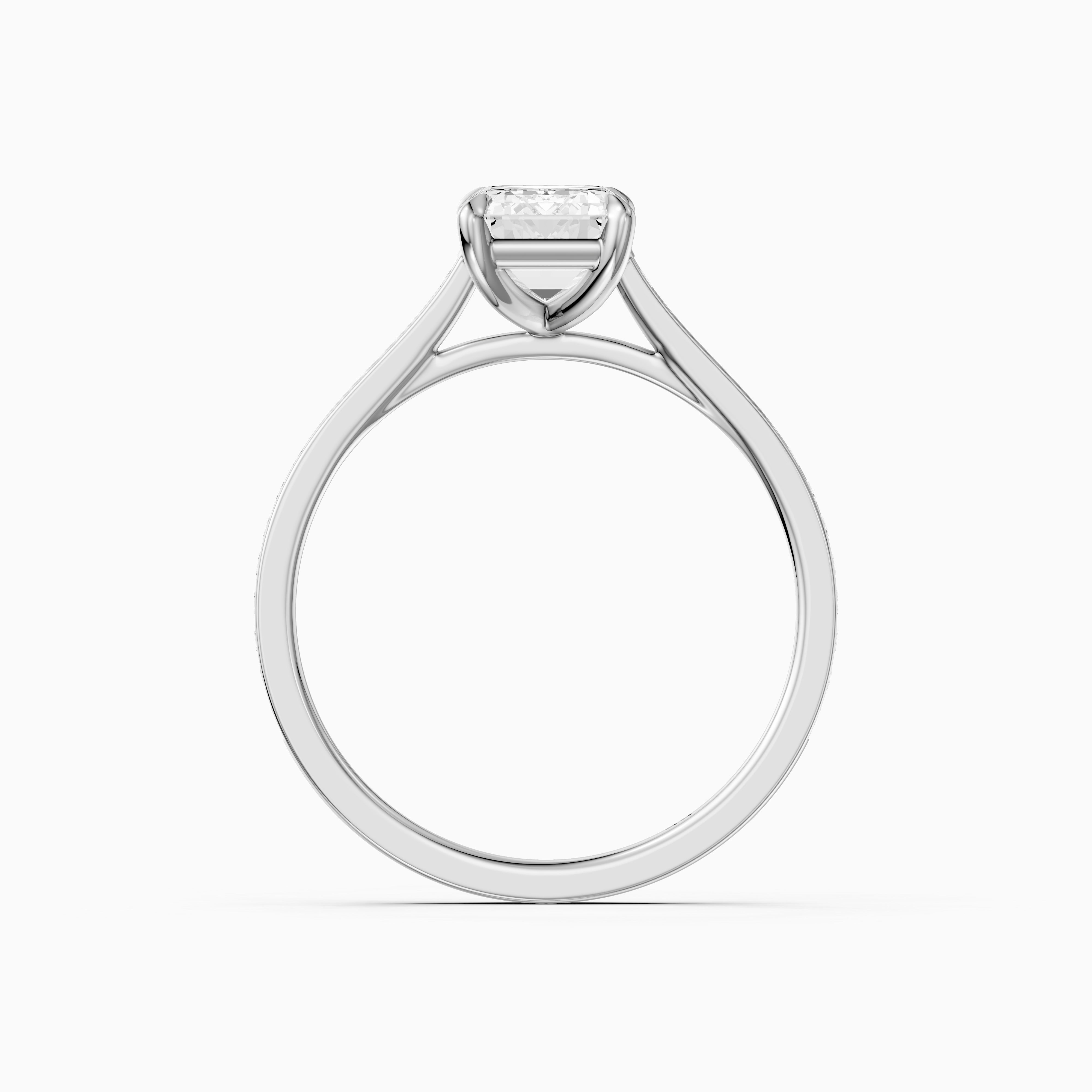 Raegan Emerald Cut Side Stone Channel Set Moissanite Diamond Ring