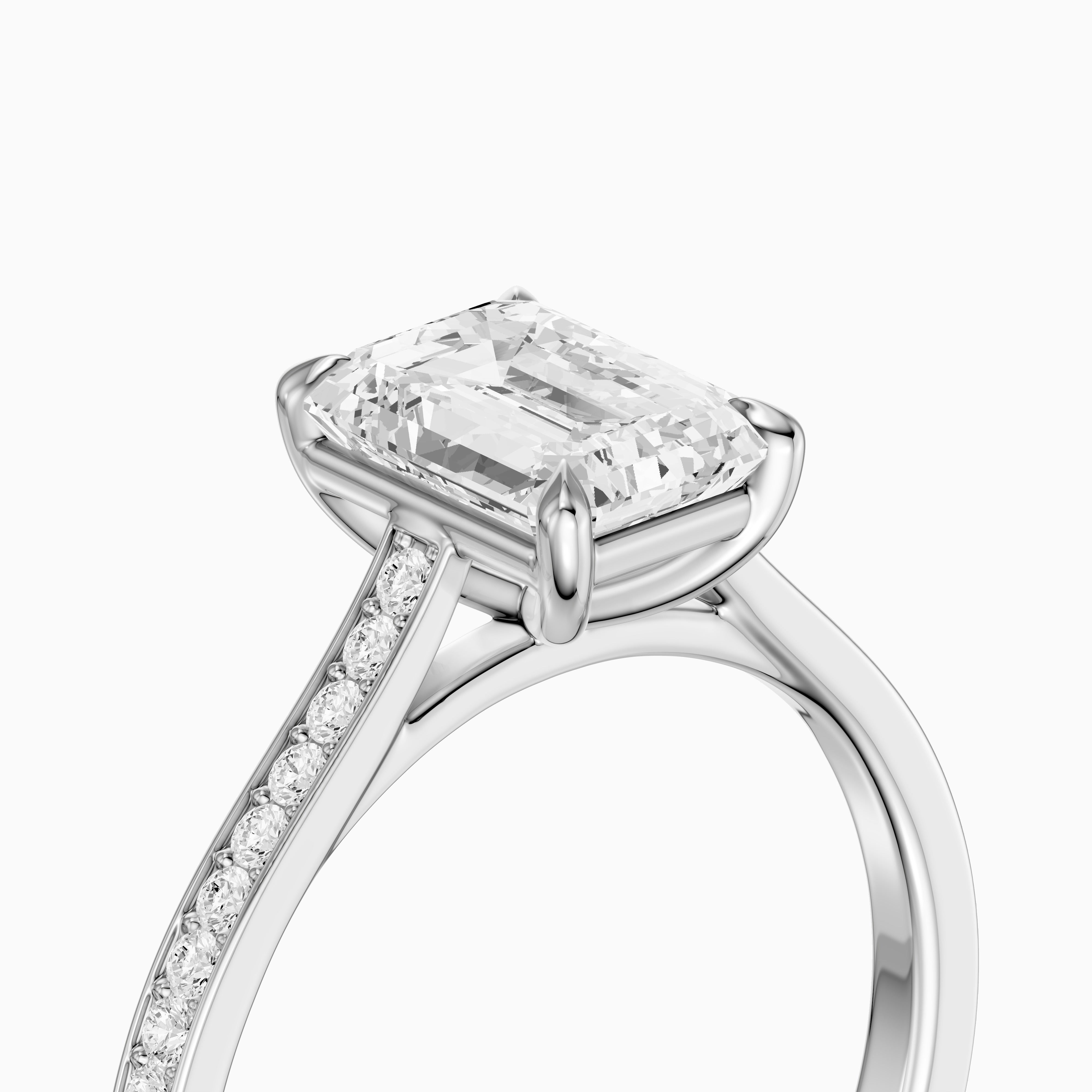 Raegan Emerald Cut Side Stone Channel Set Moissanite Diamond Ring