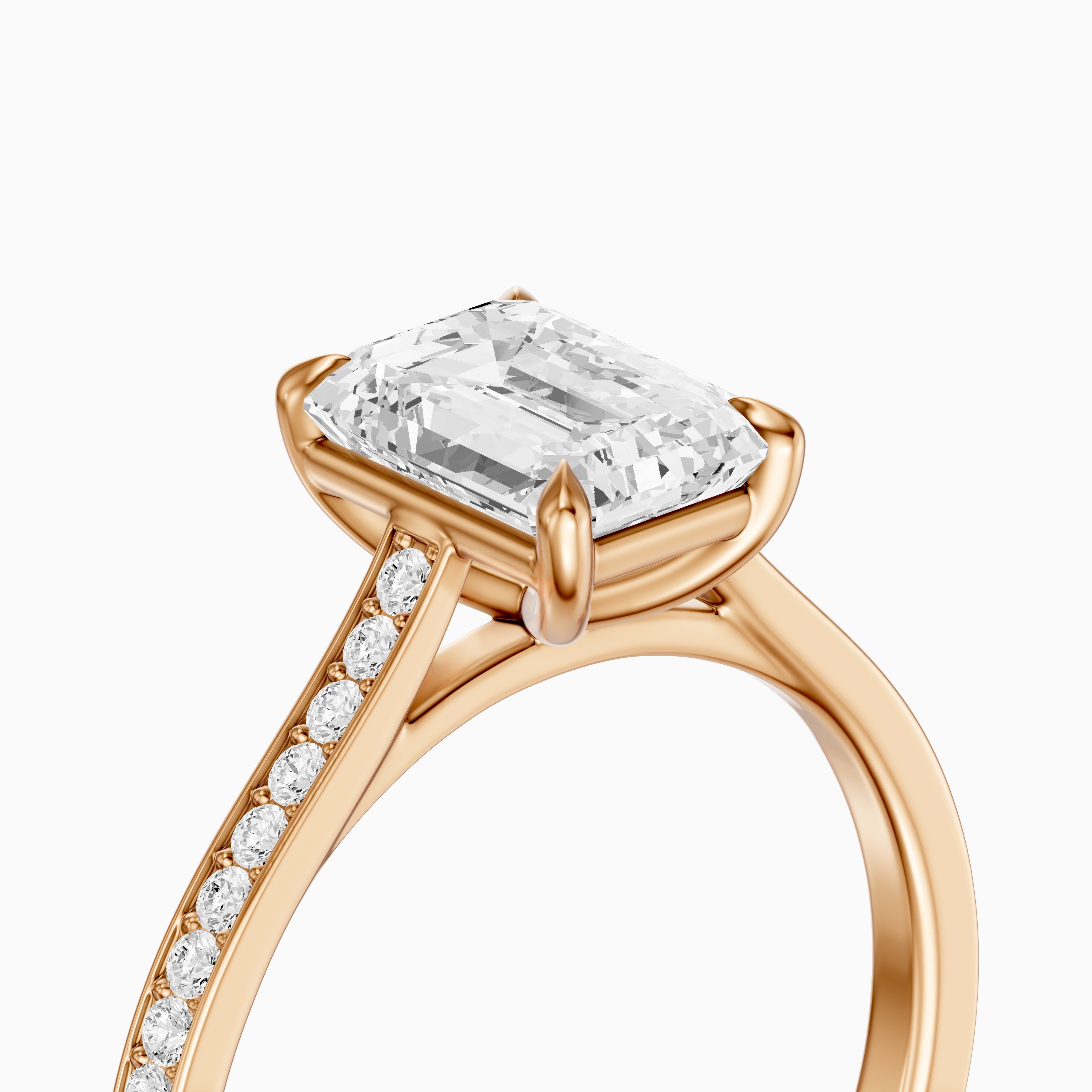 Raegan Emerald Cut Side Stone Channel Set Moissanite Diamond Ring