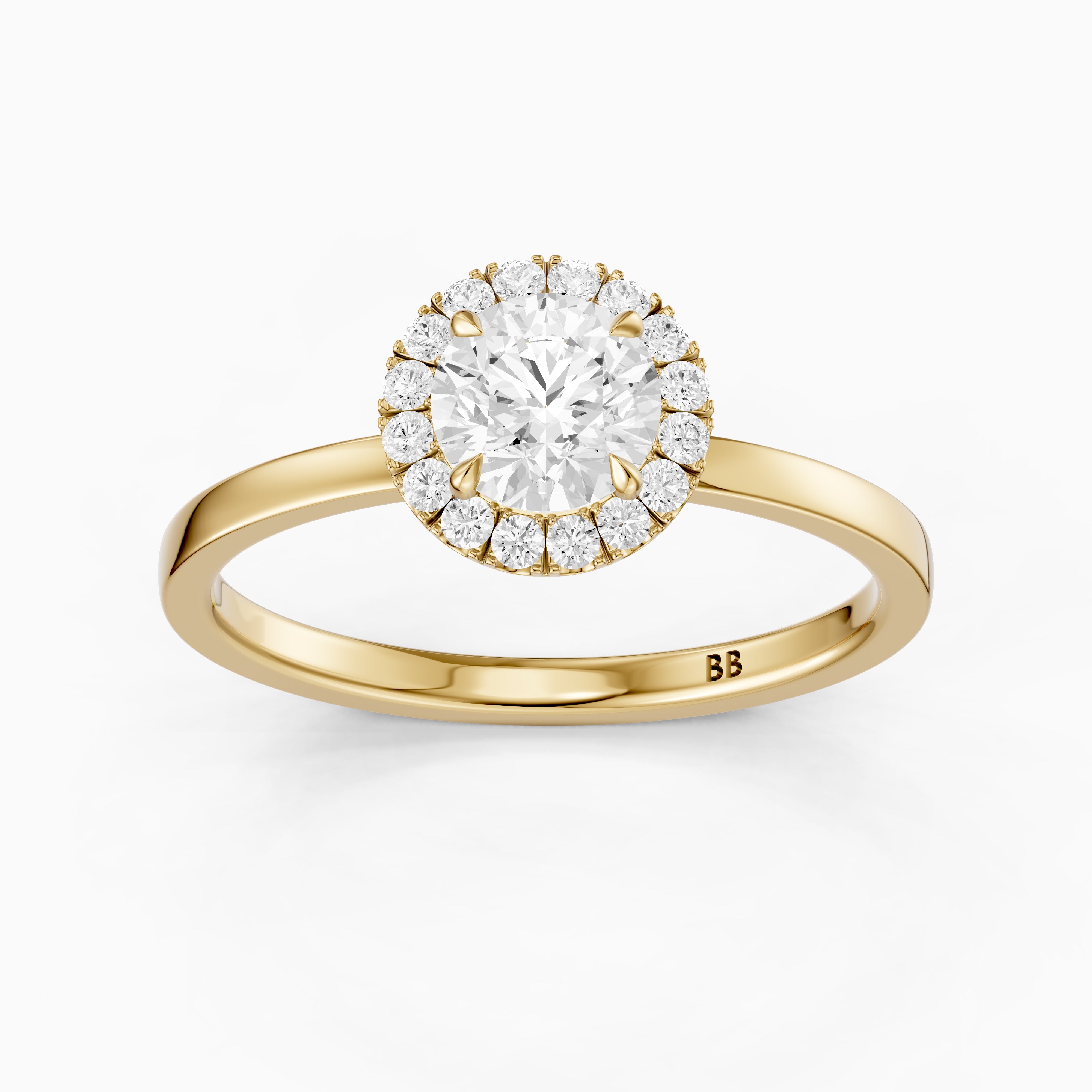 Aubrih Round Cut Halo Moissanite Diamond Engagement Ring