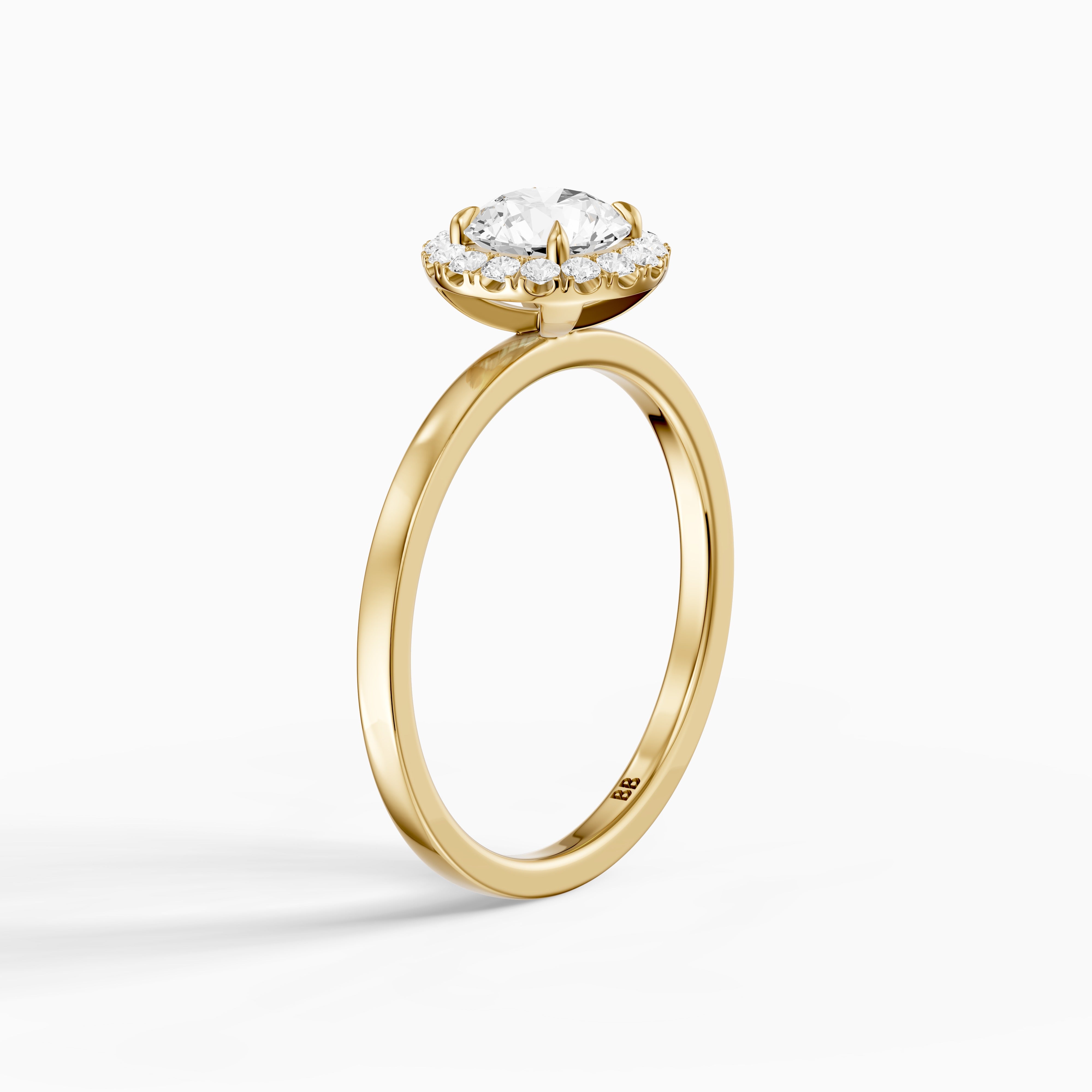 Aubrih Round Cut Halo Moissanite Diamond Engagement Ring