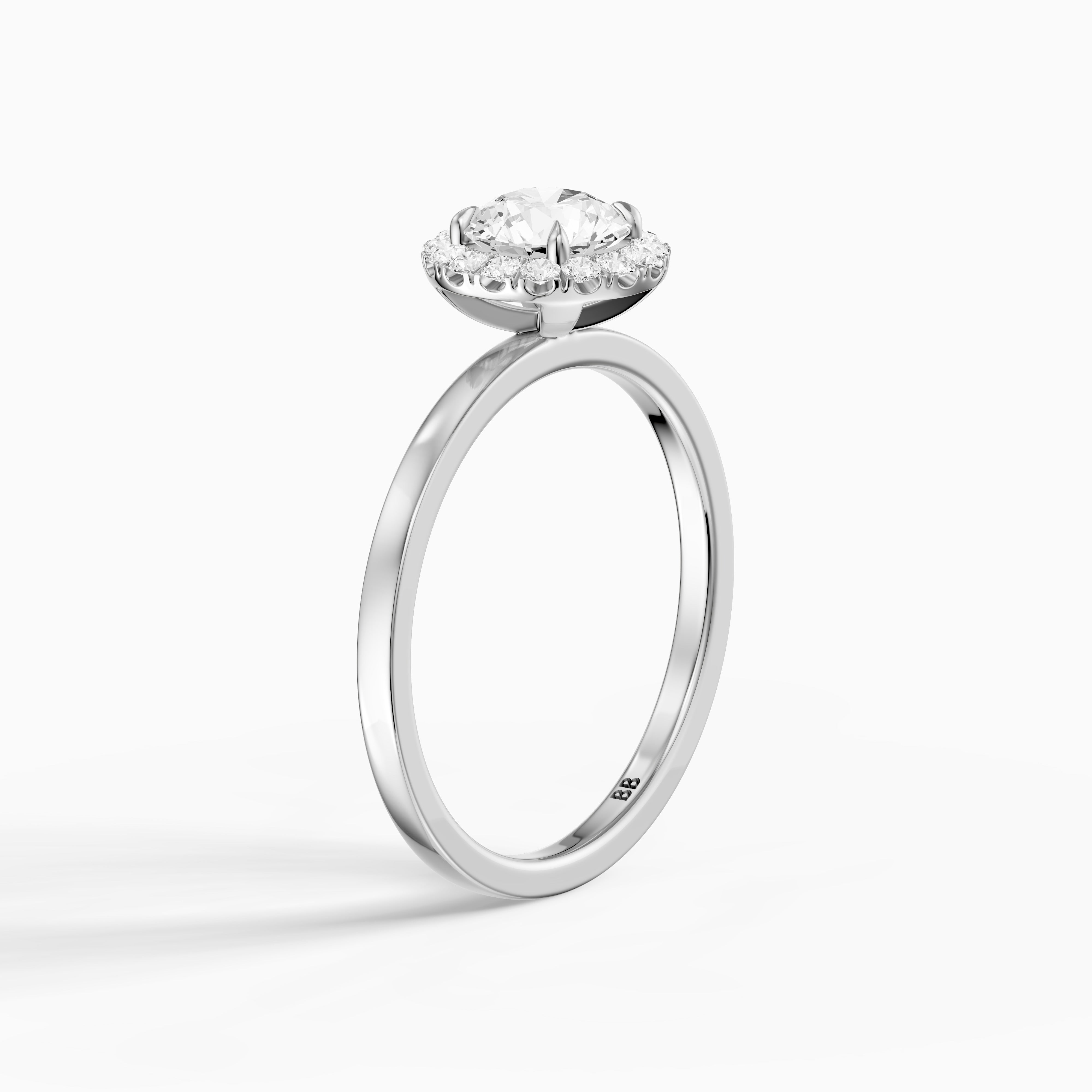 Aubrih Round Cut Halo Moissanite Diamond Engagement Ring