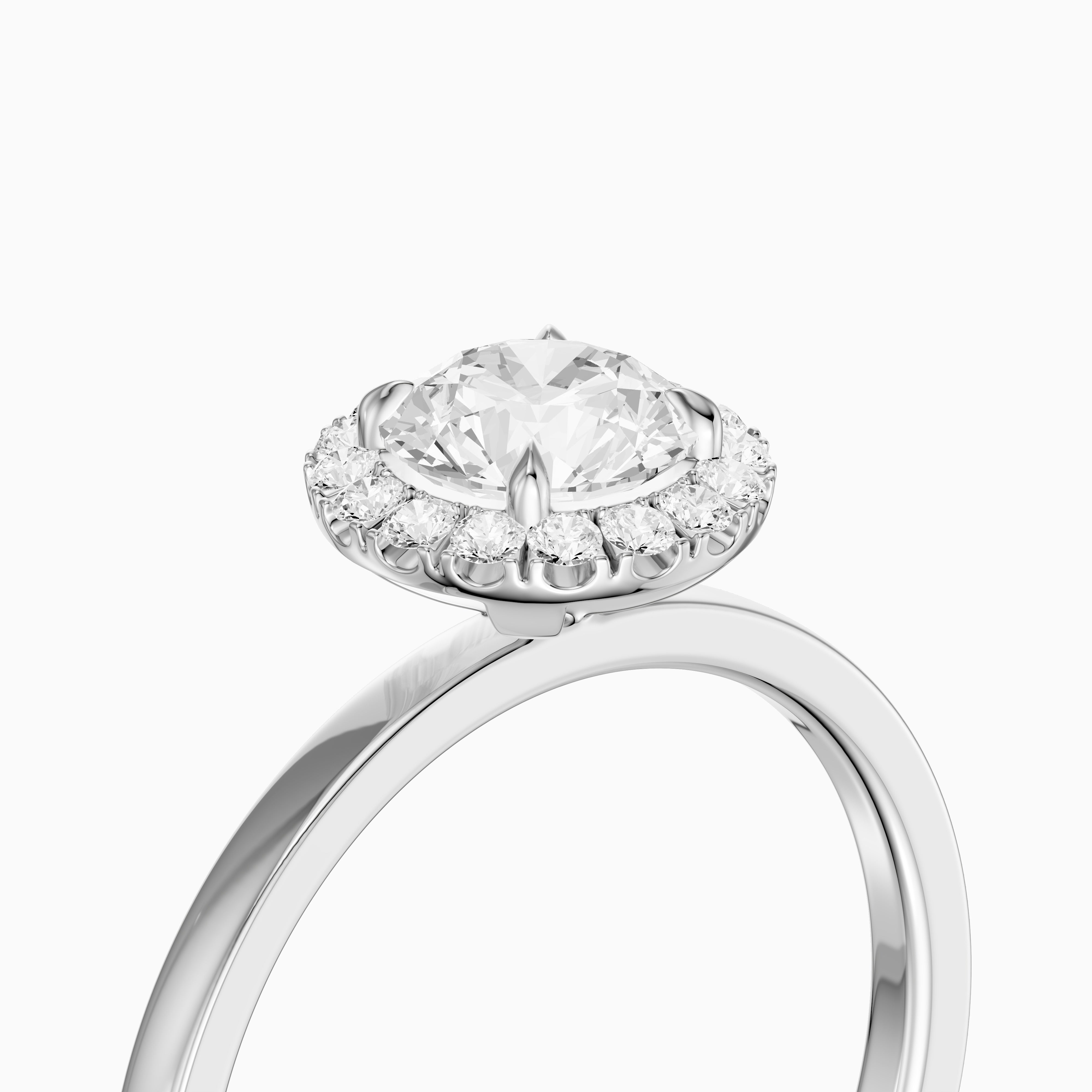 Aubrih Round Cut Halo Moissanite Diamond Engagement Ring