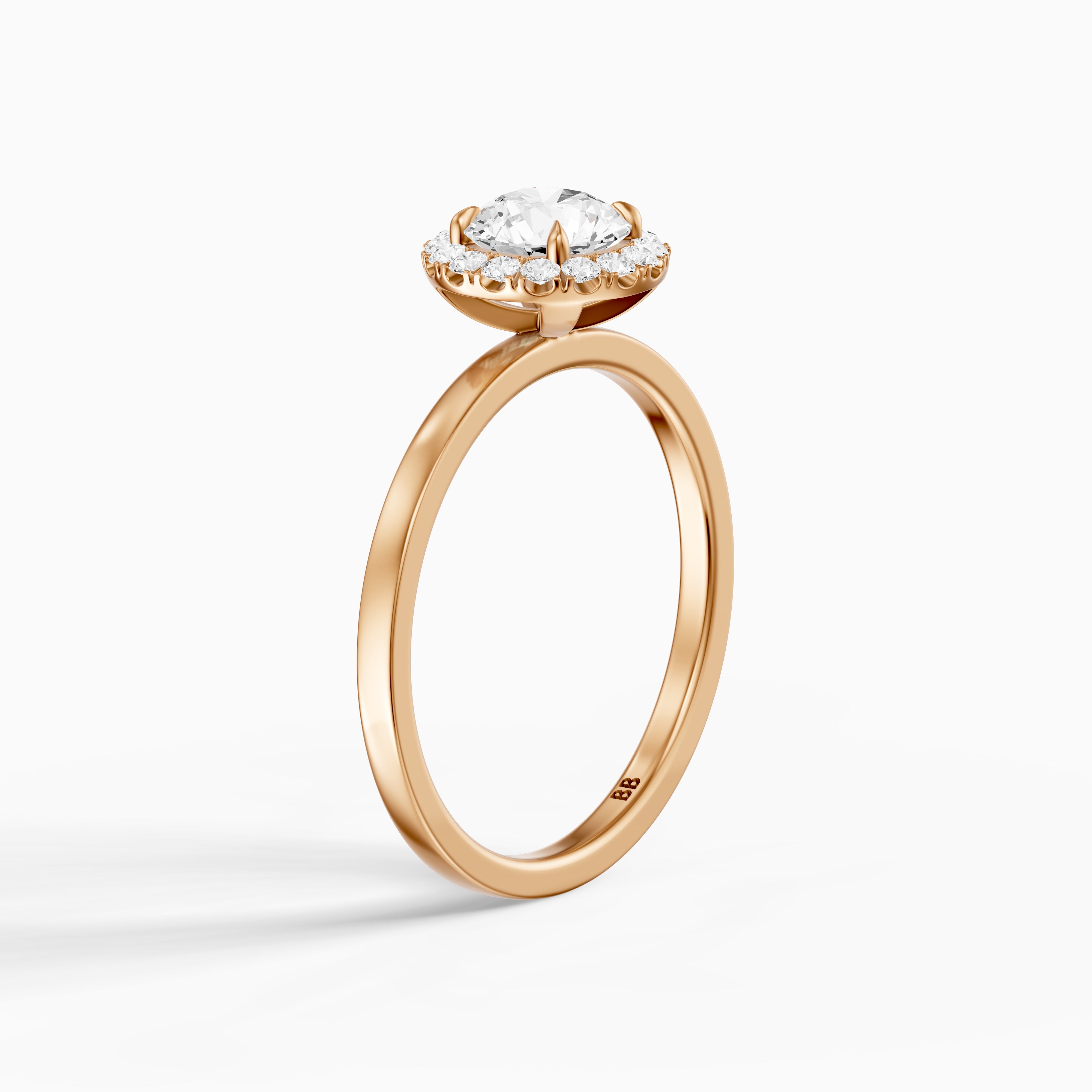 Aubrih Round Cut Halo Moissanite Diamond Engagement Ring