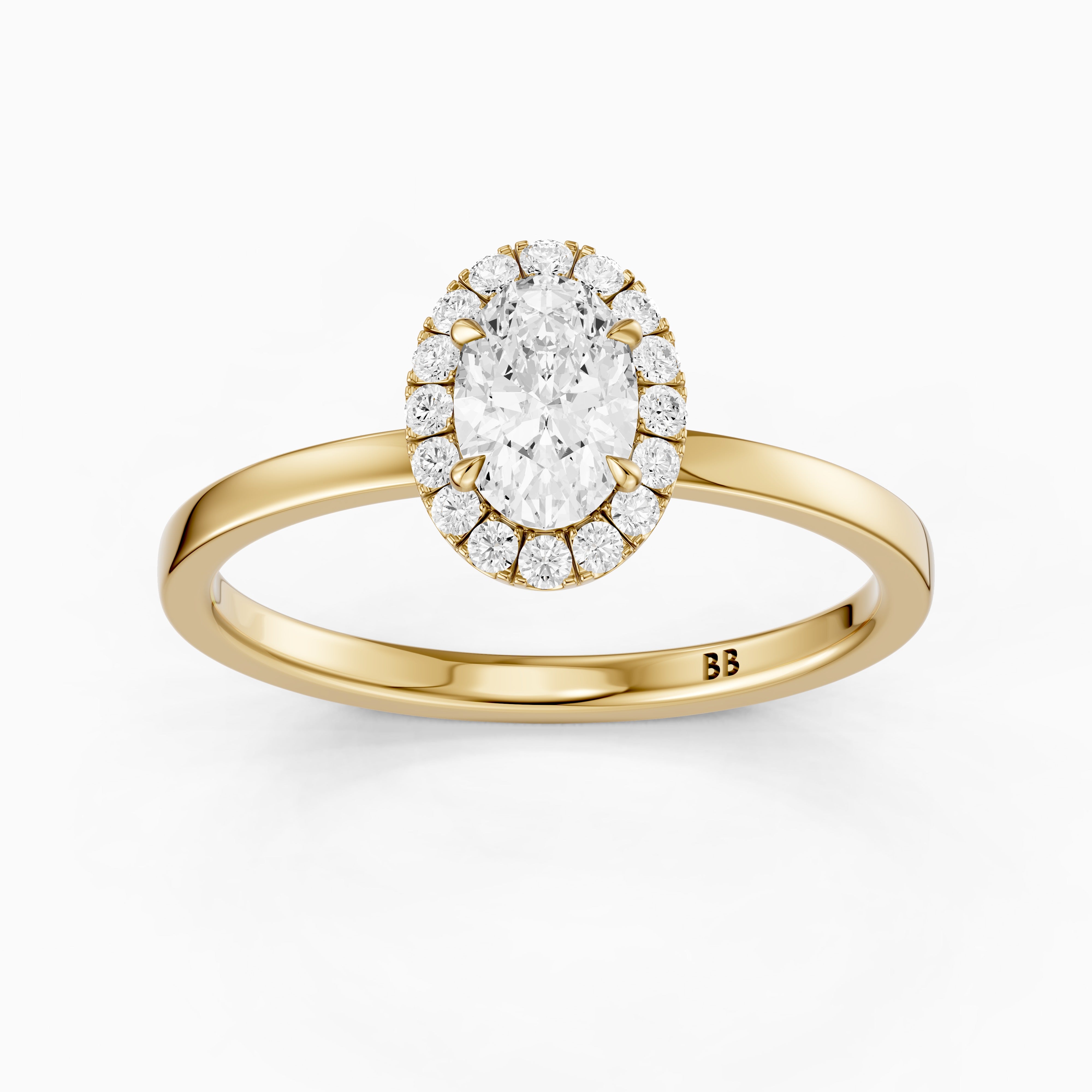 Oakley Oval Cut Halo Moissanite Diamond Engagement Ring