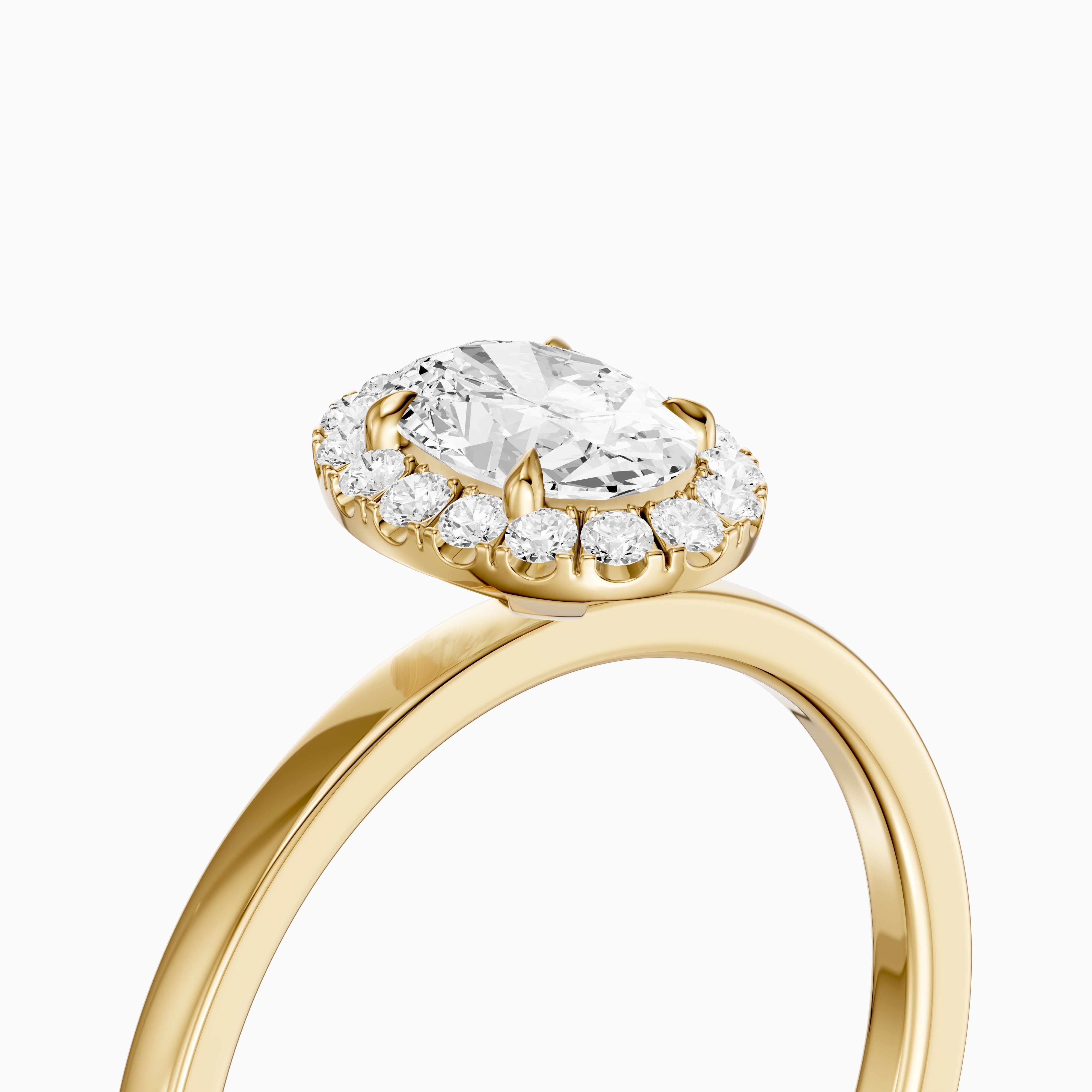 Oakley Oval Cut Halo Moissanite Diamond Engagement Ring