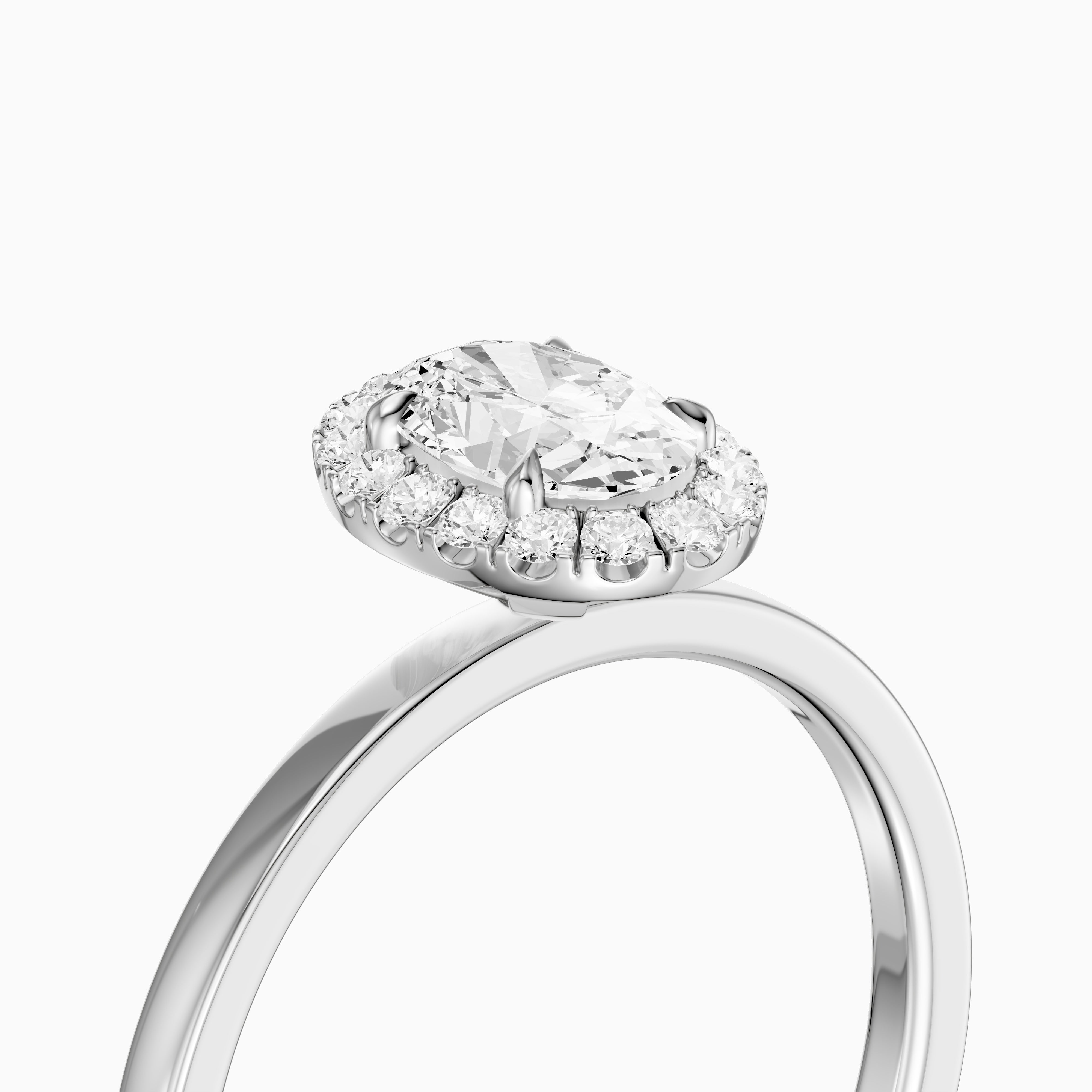 Oakley Oval Cut Halo Moissanite Diamond Engagement Ring