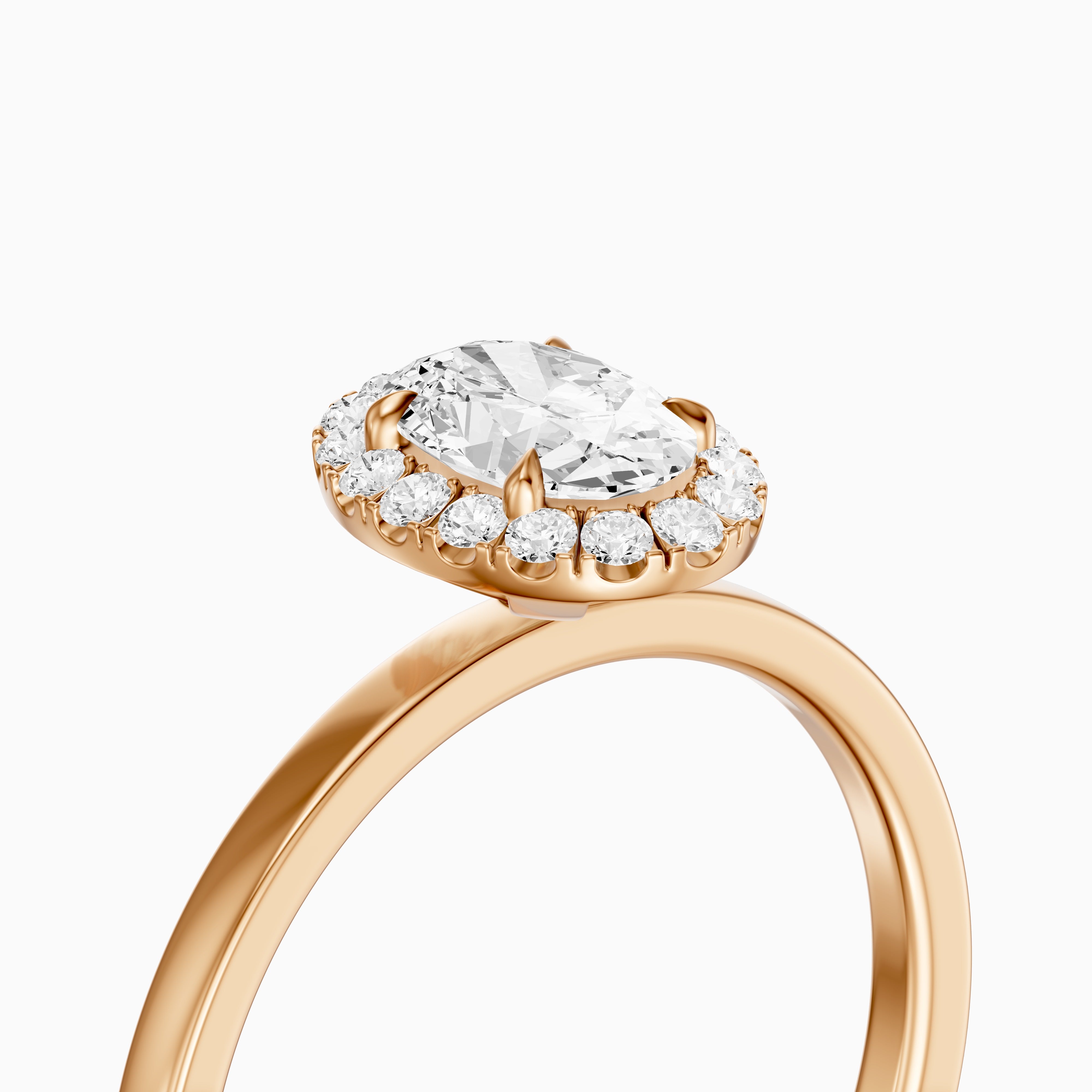 Oakley Oval Cut Halo Moissanite Diamond Engagement Ring
