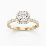 Chelsi Cushion Cut Halo Pave Lab Grown Diamond Ring