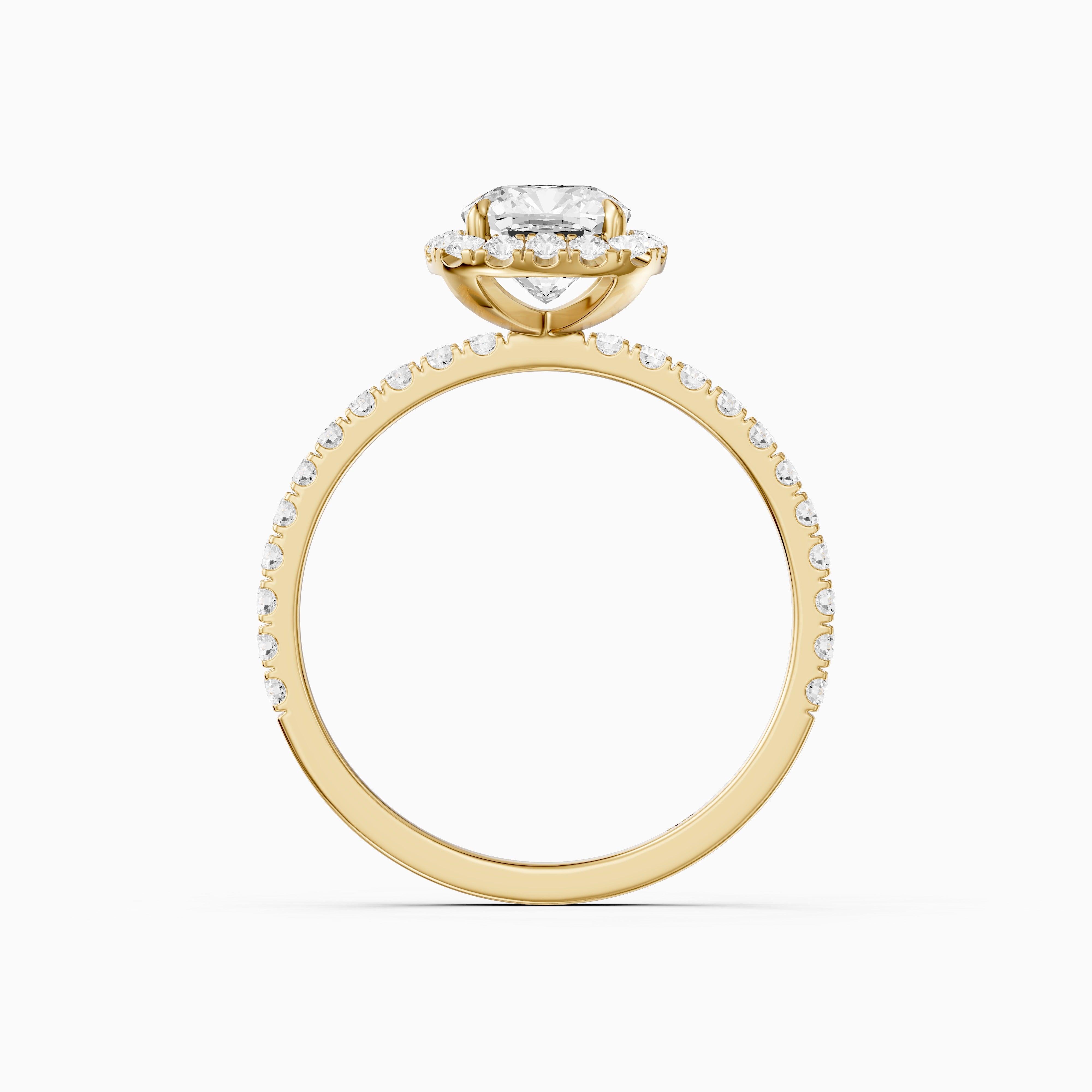 Chelsi Cushion Cut Halo Pave Moissanite Diamond Ring