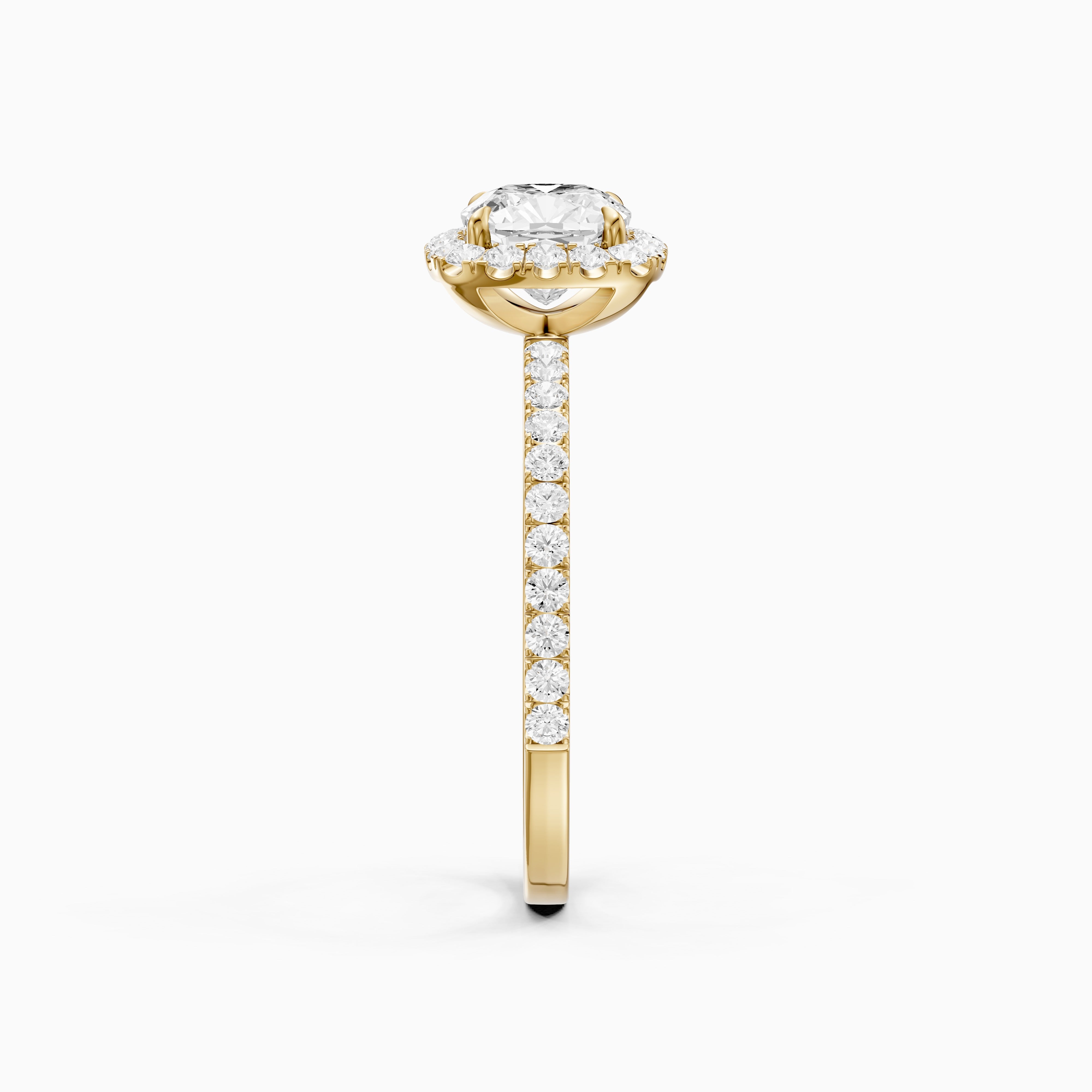 Chelsi Cushion Cut Halo Pave Moissanite Diamond Ring