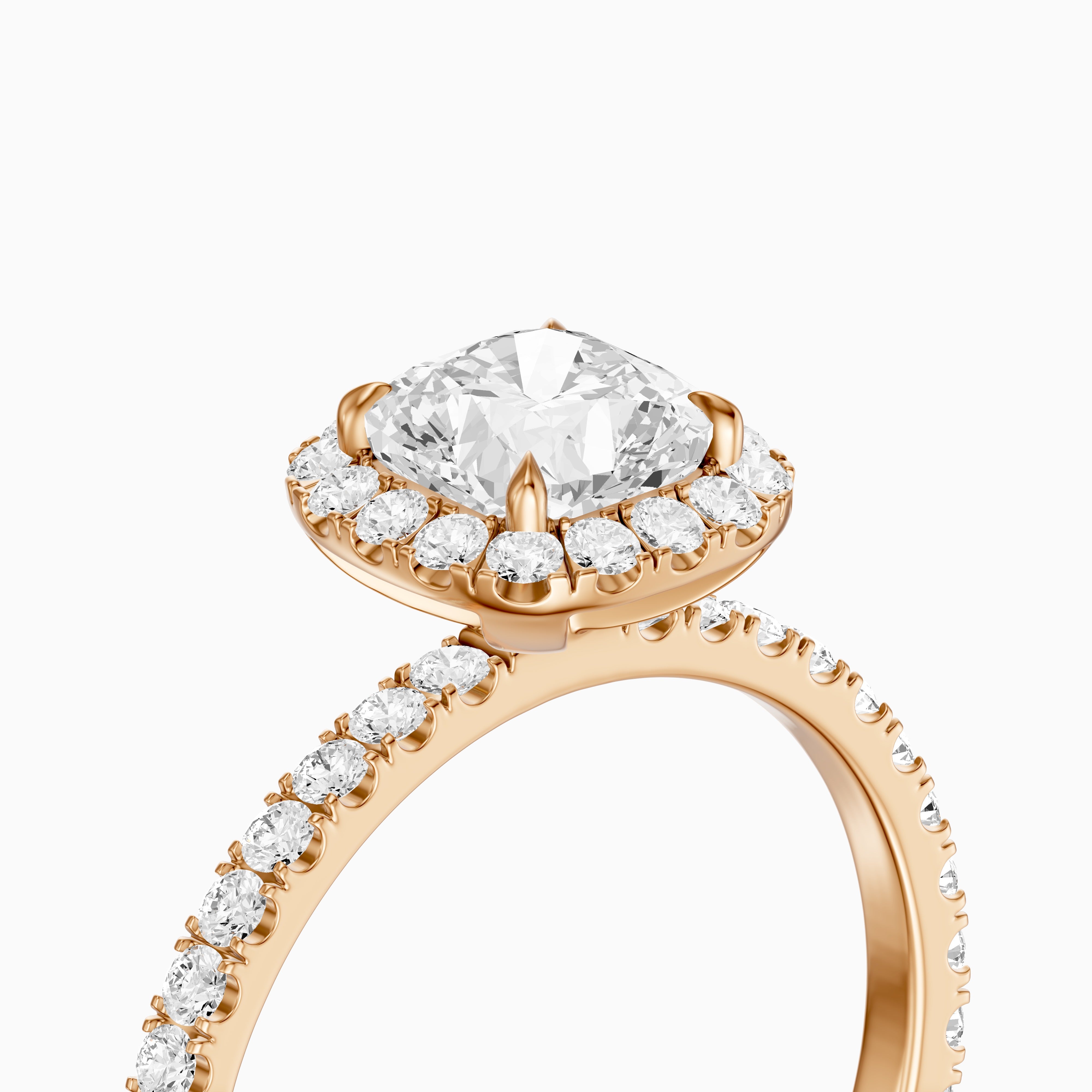 Chelsi Cushion Cut Halo Pave Moissanite Diamond Ring