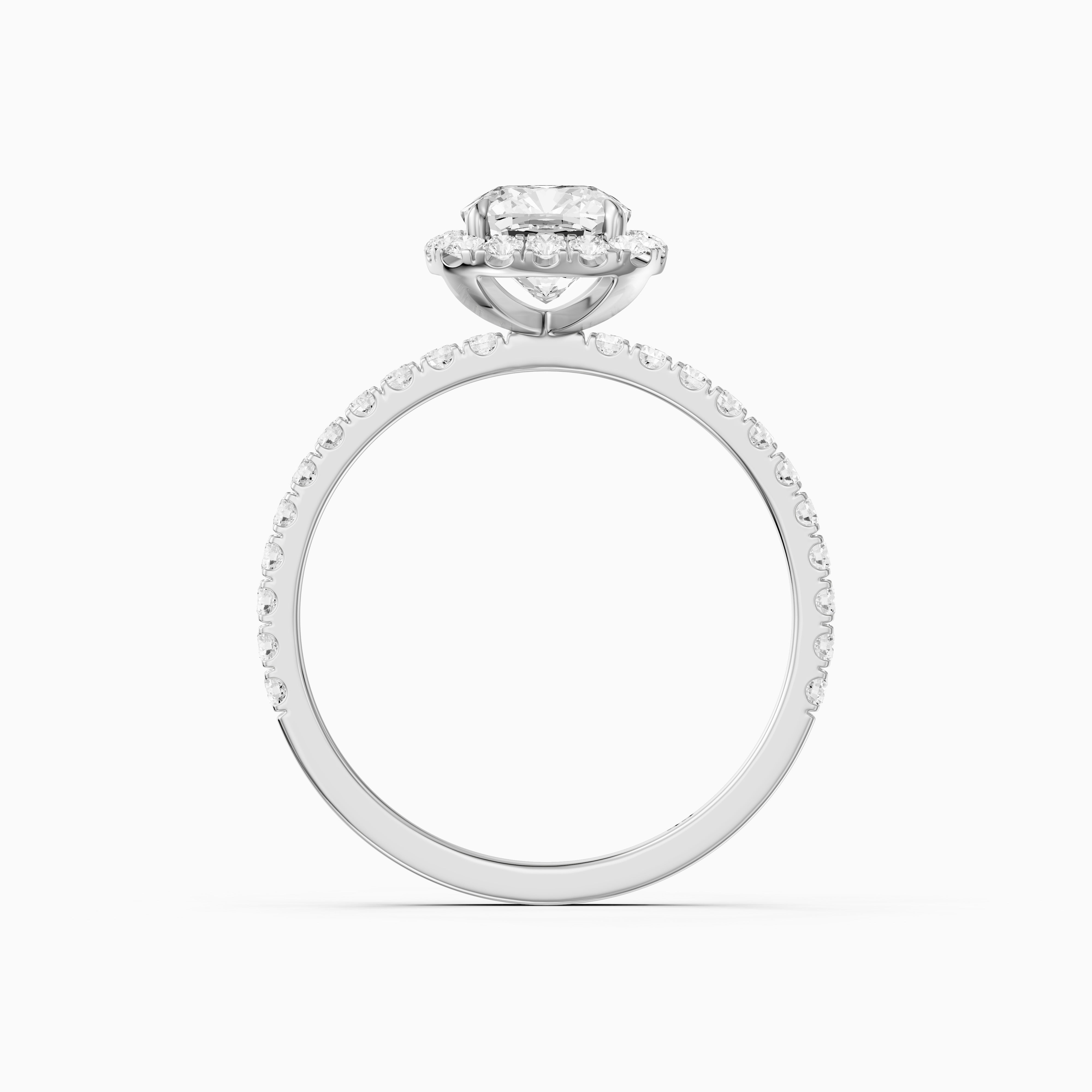 Chelsi Cushion Cut Halo Pave Moissanite Diamond Ring