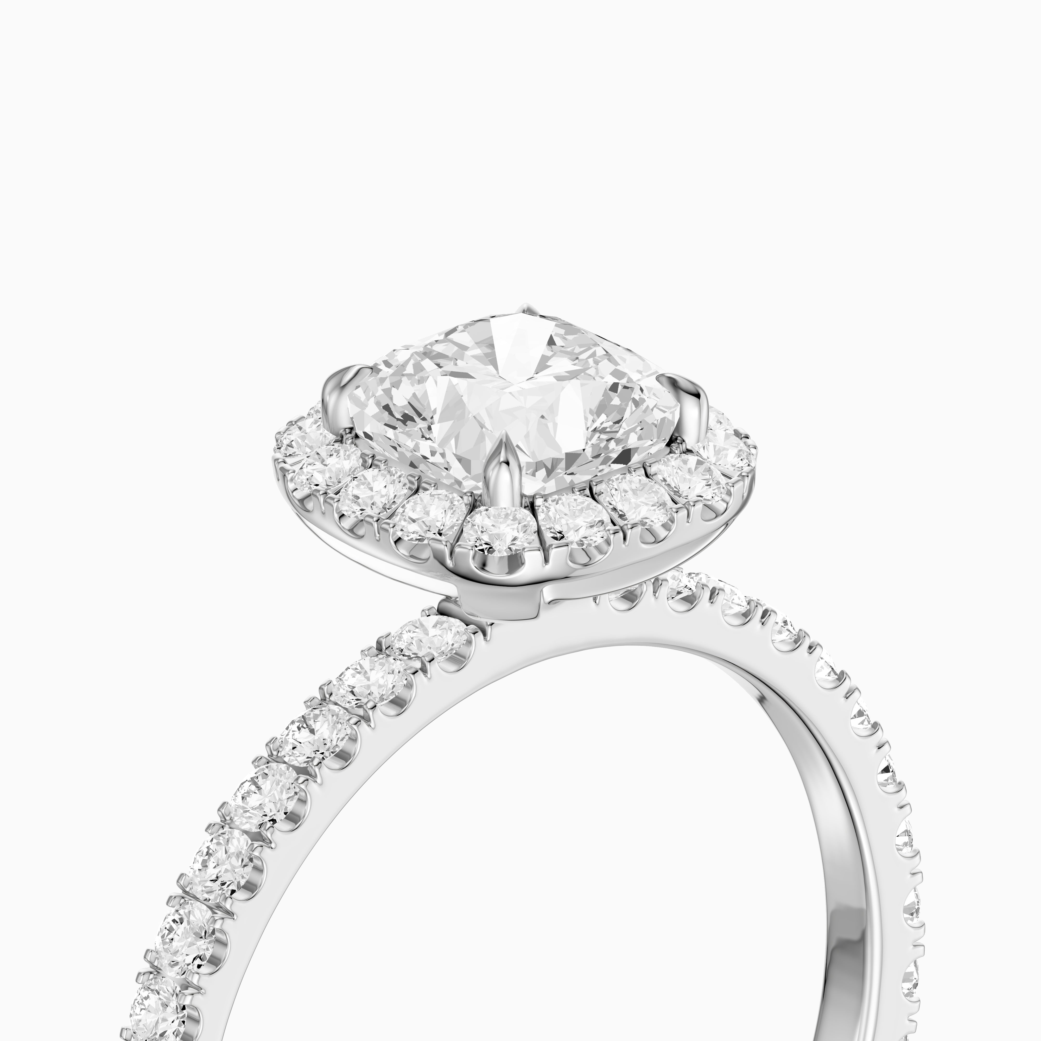 Chelsi Cushion Cut Halo Pave Moissanite Diamond Ring