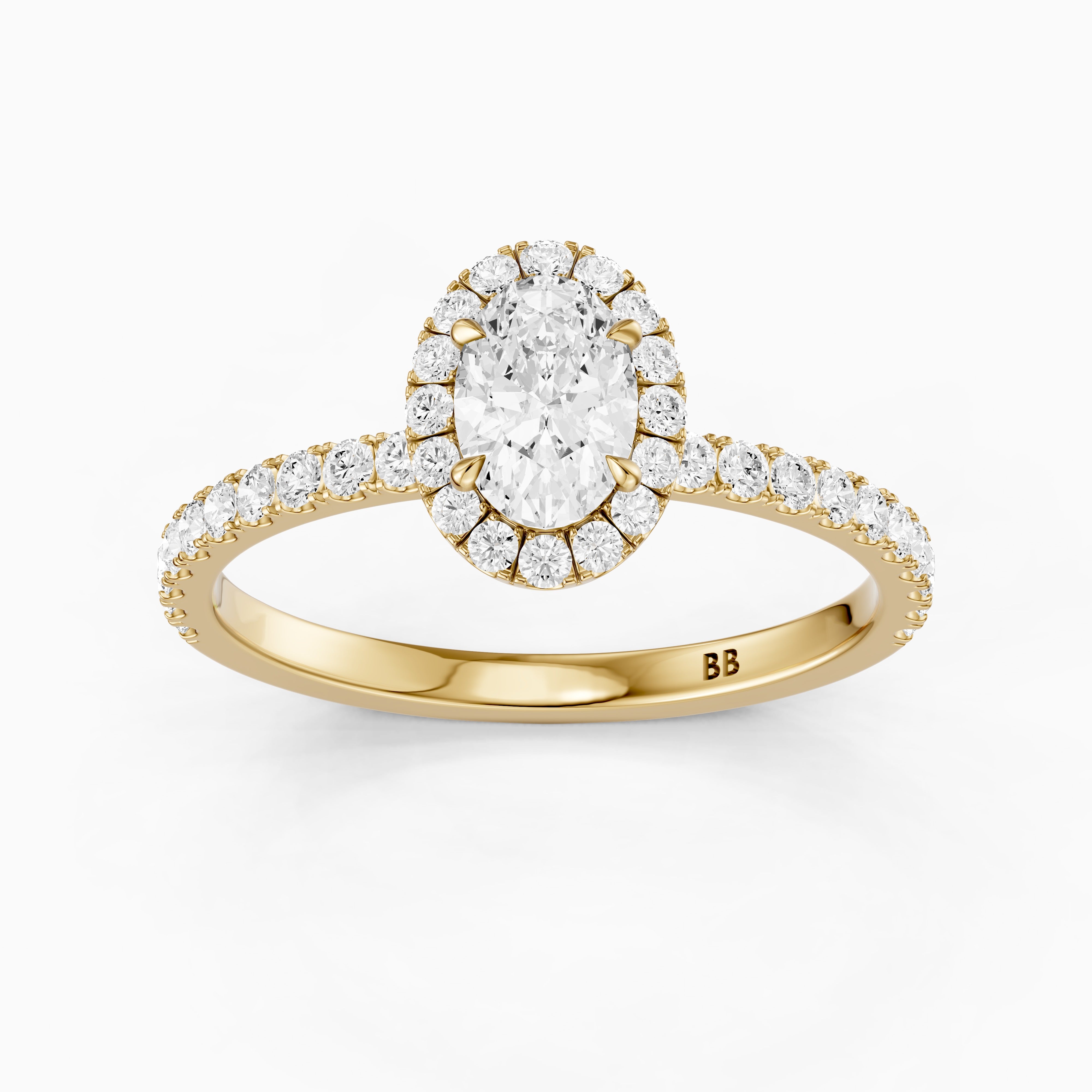 Phoebe Oval Cut Halo Pave Lab Grown Diamond Engagement Ring