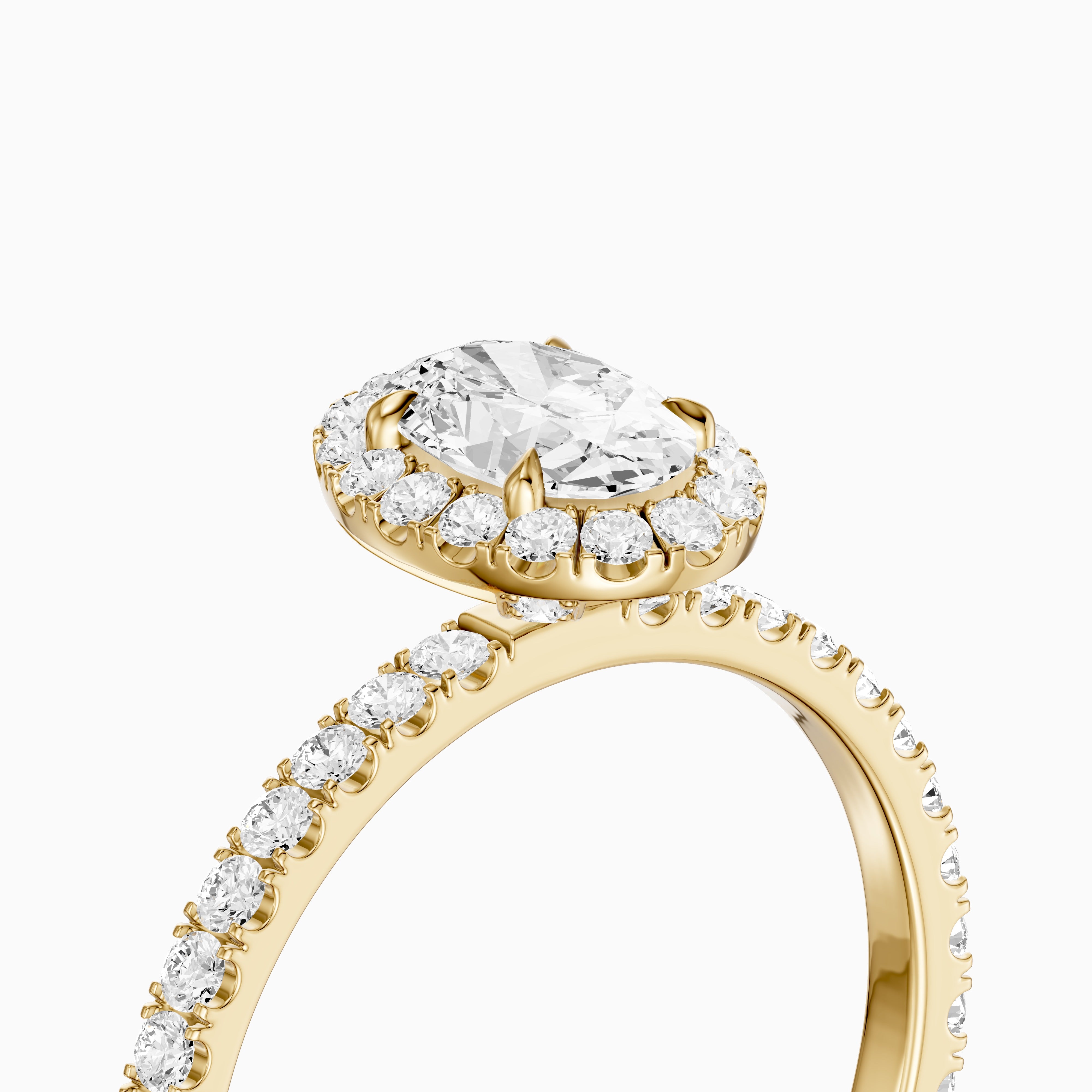 Phoebe Oval Cut Halo Pave Moissanite Diamond Engagement Ring