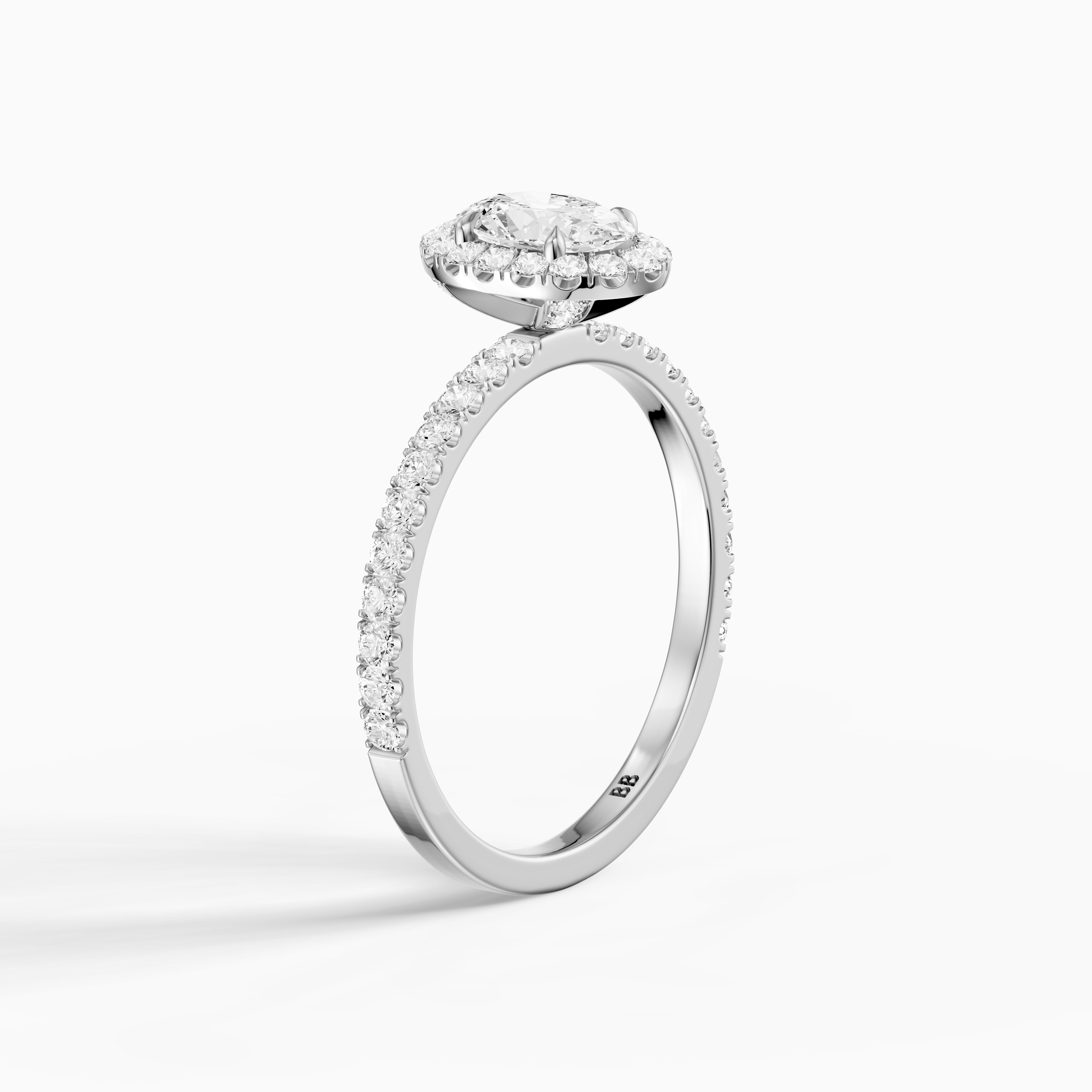 Phoebe Oval Cut Halo Pave Moissanite Diamond Engagement Ring