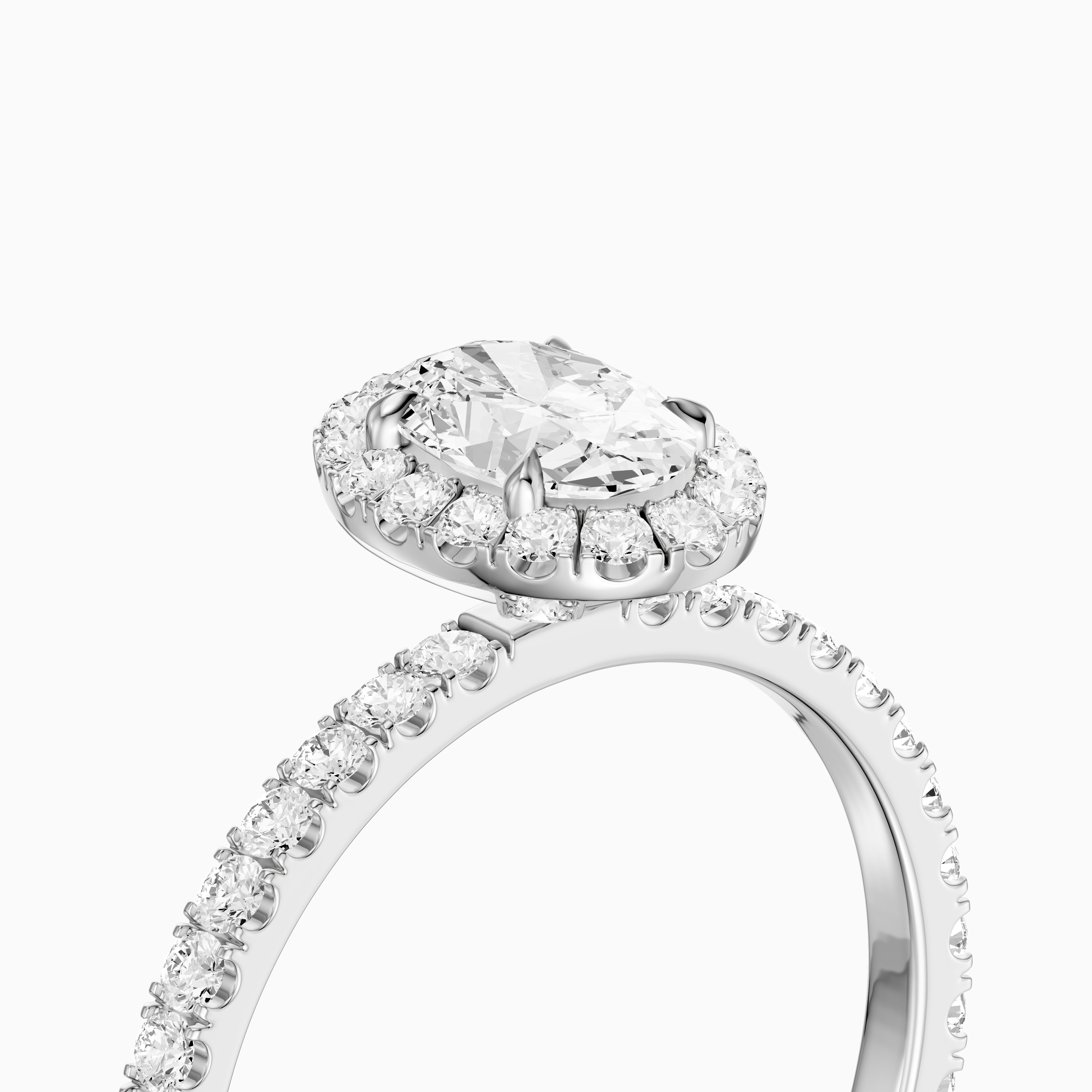 Phoebe Oval Cut Halo Pave Moissanite Diamond Engagement Ring