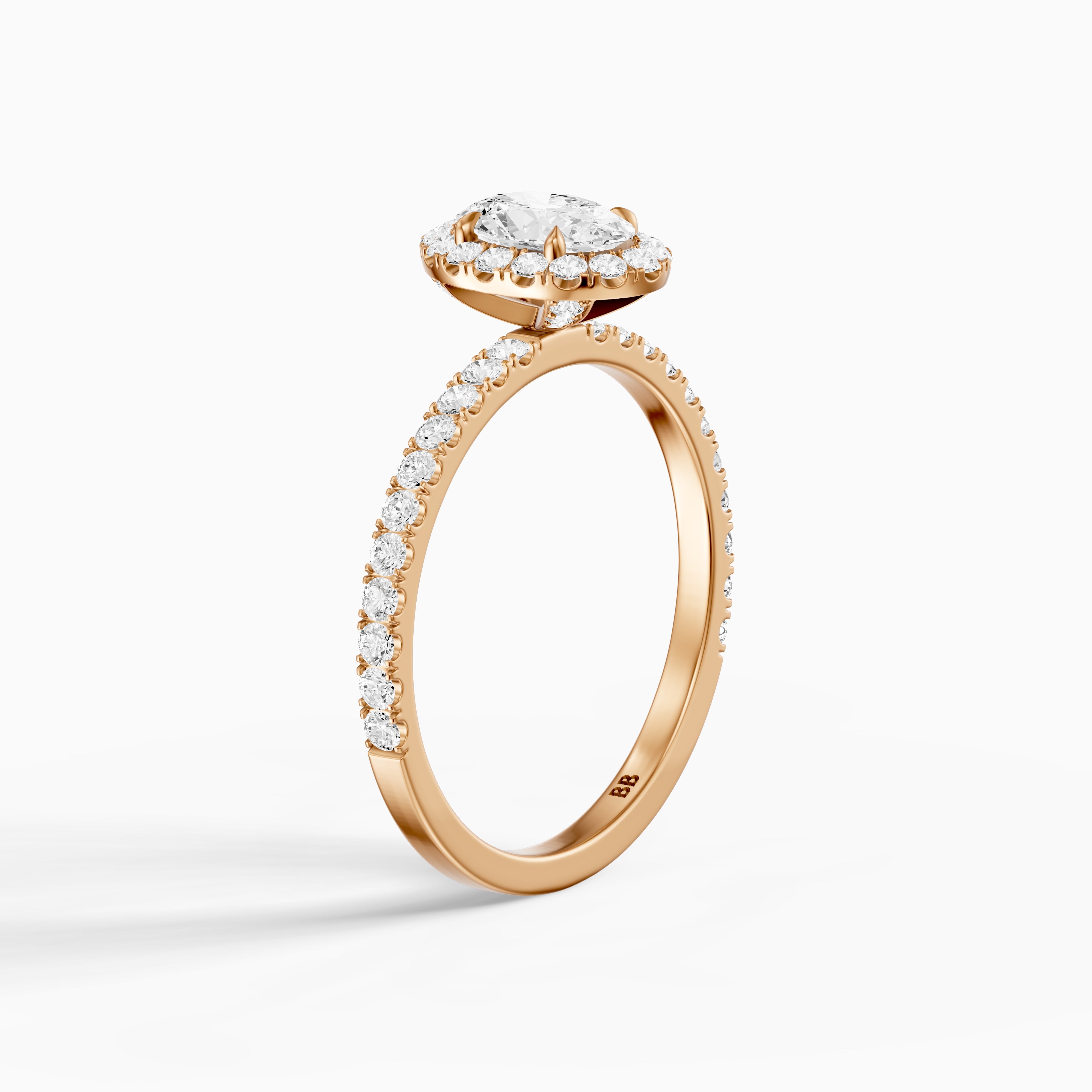 Phoebe Oval Cut Halo Pave Moissanite Diamond Engagement Ring