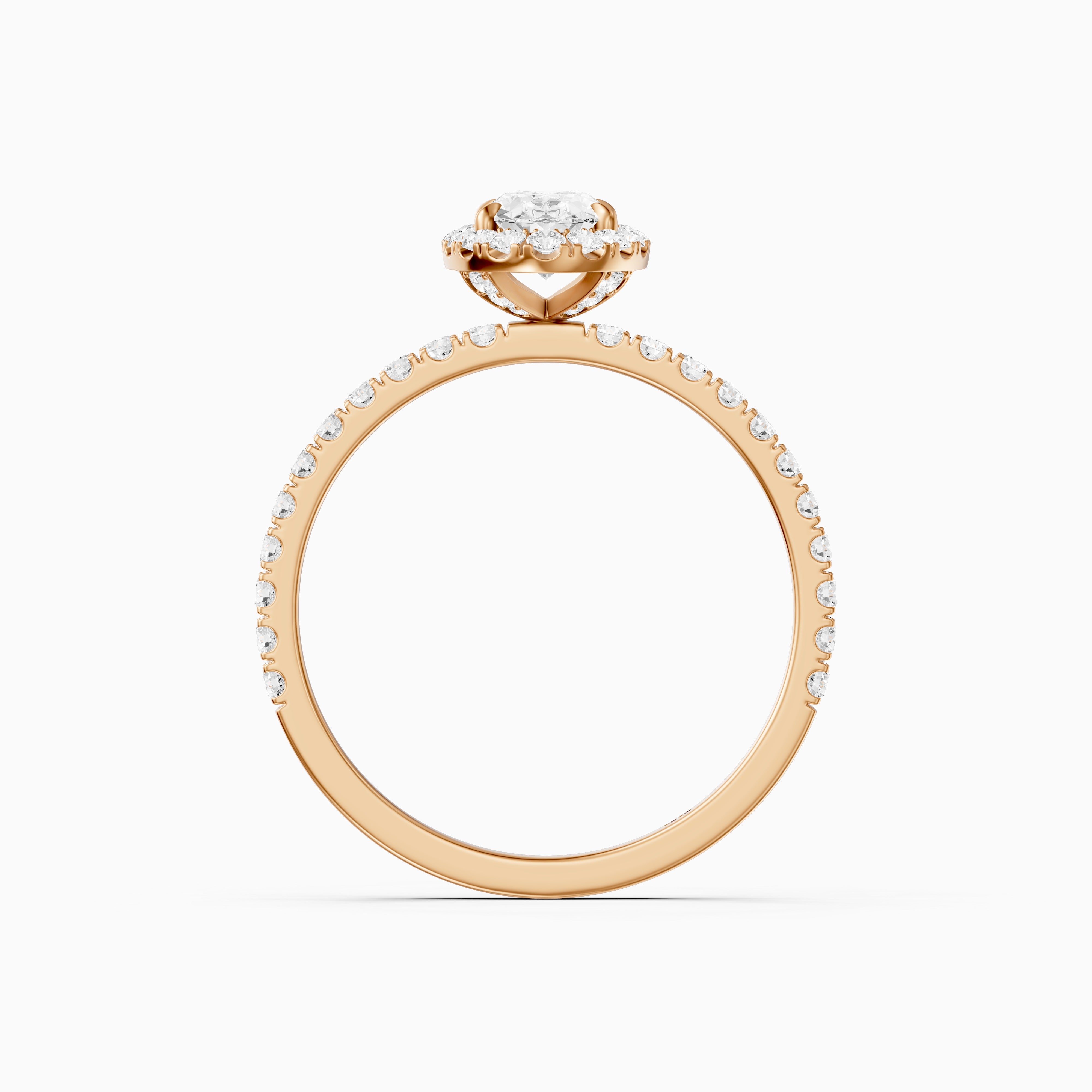 Phoebe Oval Cut Halo Pave Moissanite Diamond Engagement Ring