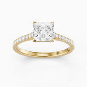 Jennie 4 Prong Princess Cut Pave Side Stone Lab Grown Diamond Ring