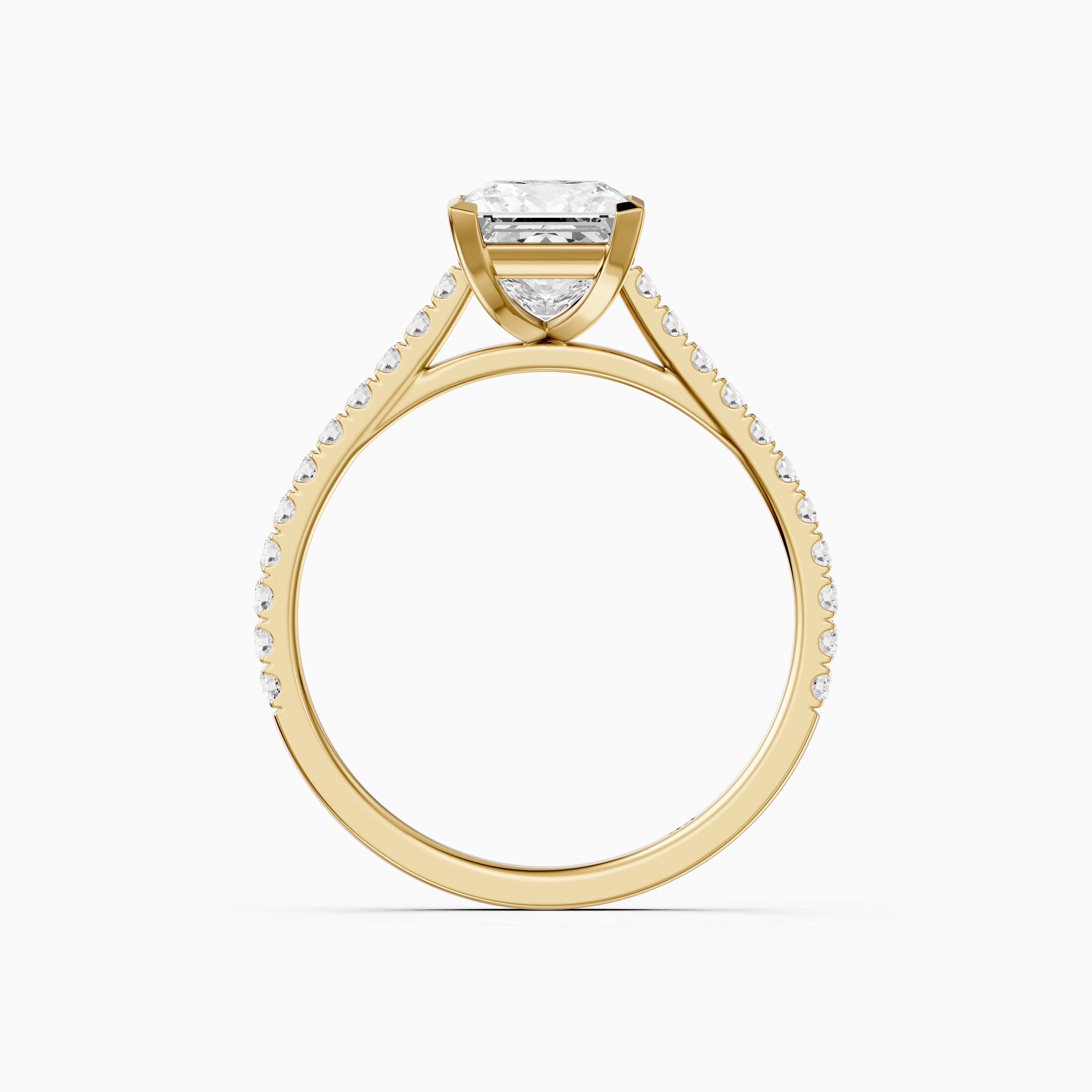 Jennie 4 Prong Princess Cut Pave Side Stone Lab Grown Diamond Ring