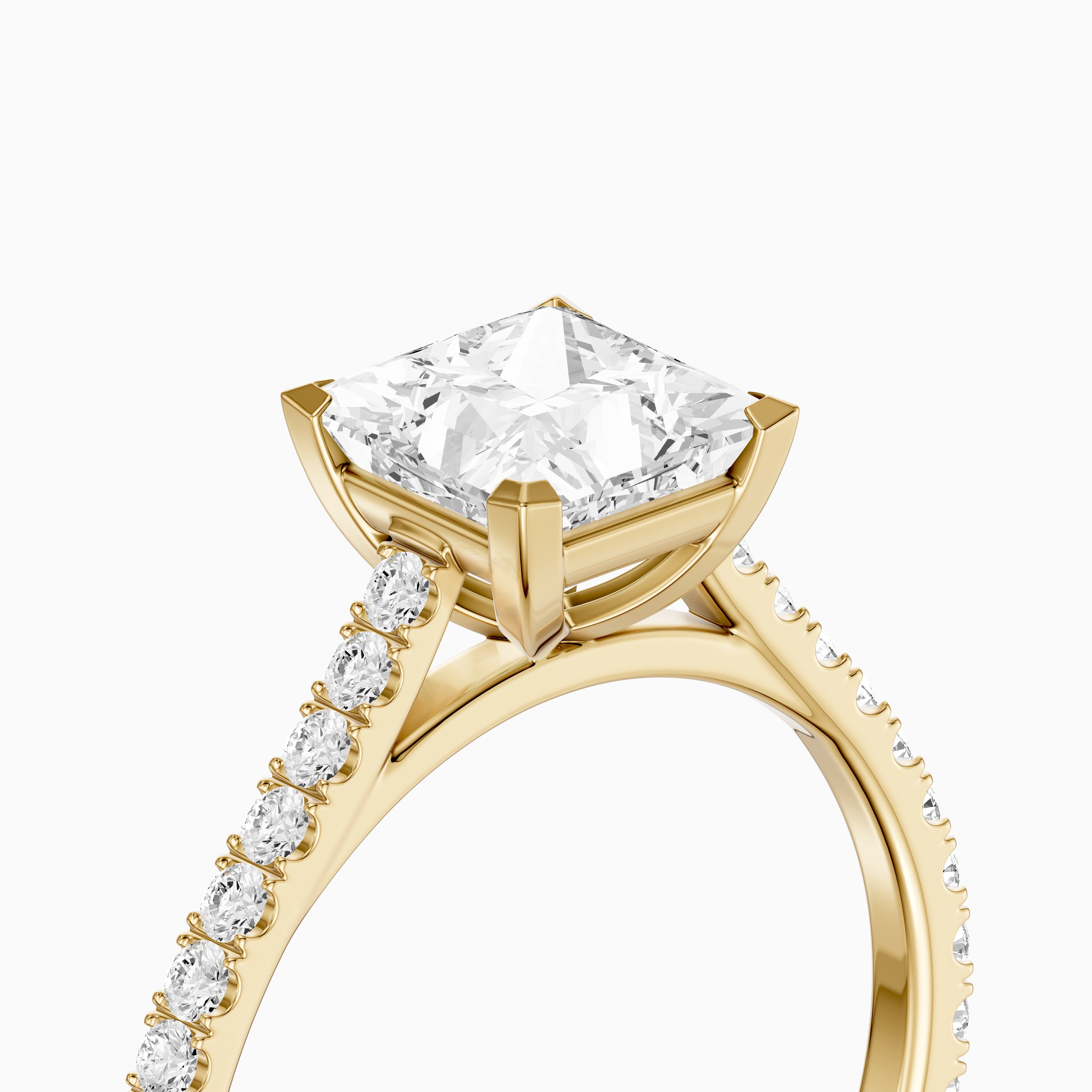Jennie 4 Prong Princess Cut Pave Side Stone Lab Grown Diamond Ring