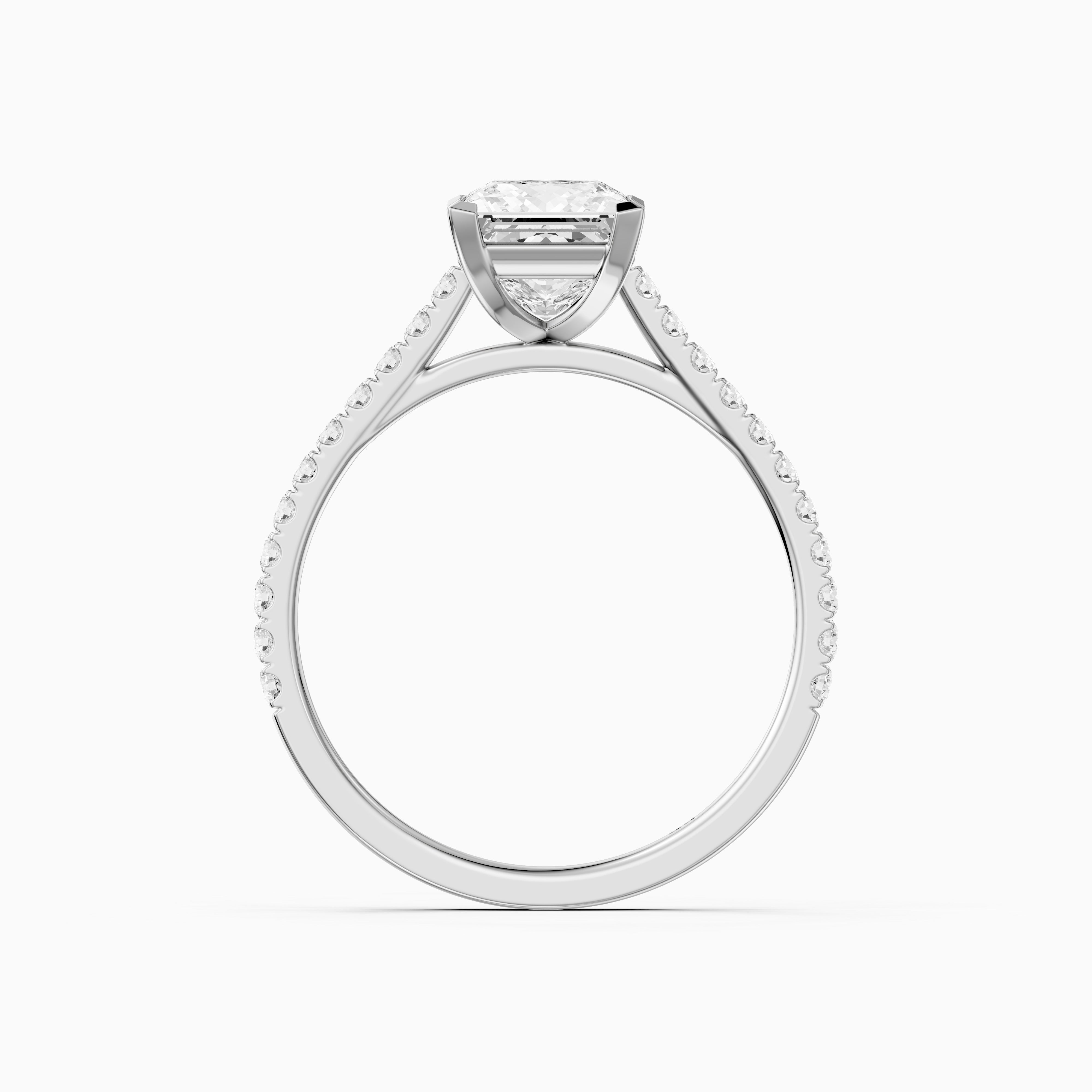 Jennie 4 Prong Princess Cut Pave Side Stone Lab Grown Diamond Ring