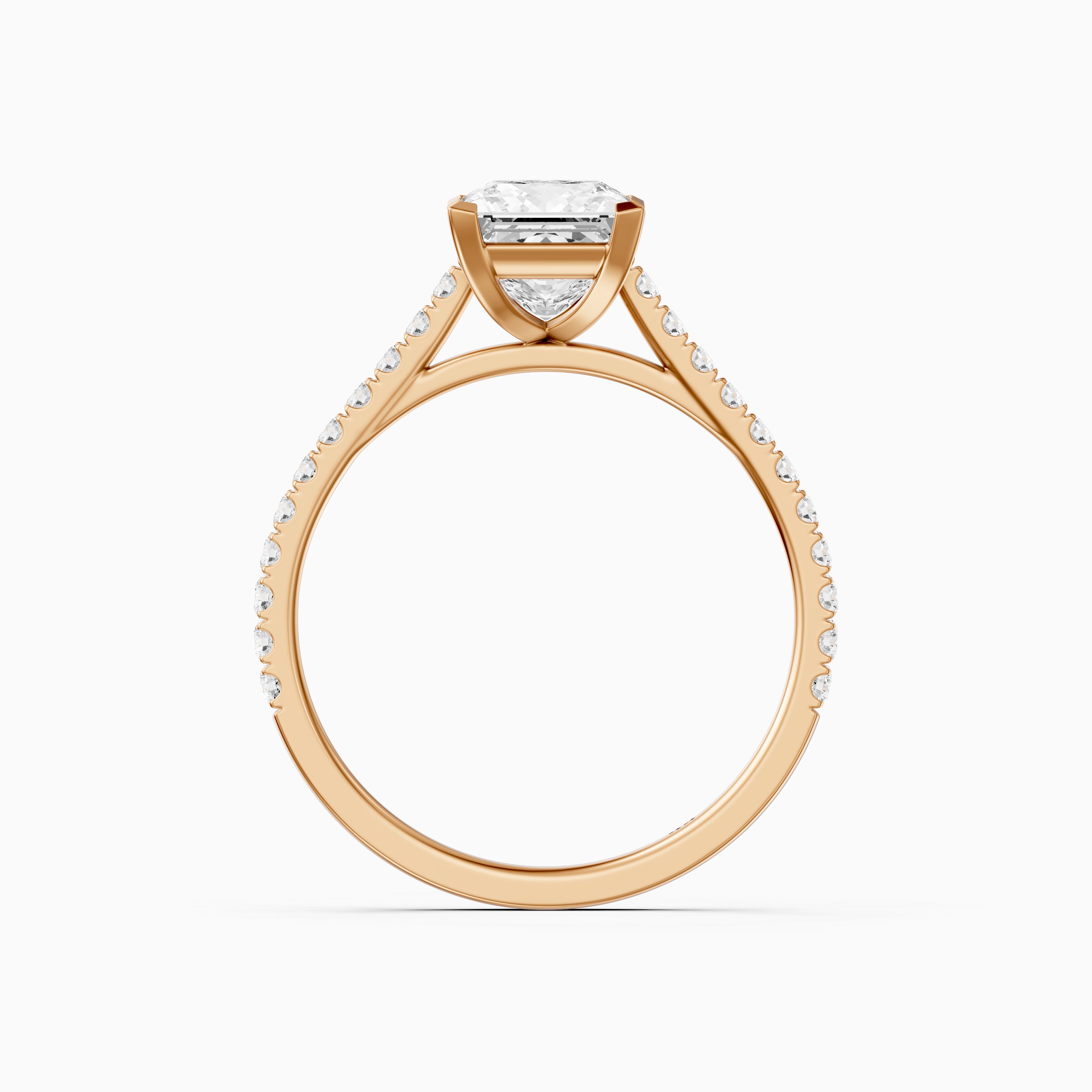 Jennie 4 Prong Princess Cut Pave Side Stone Lab Grown Diamond Ring