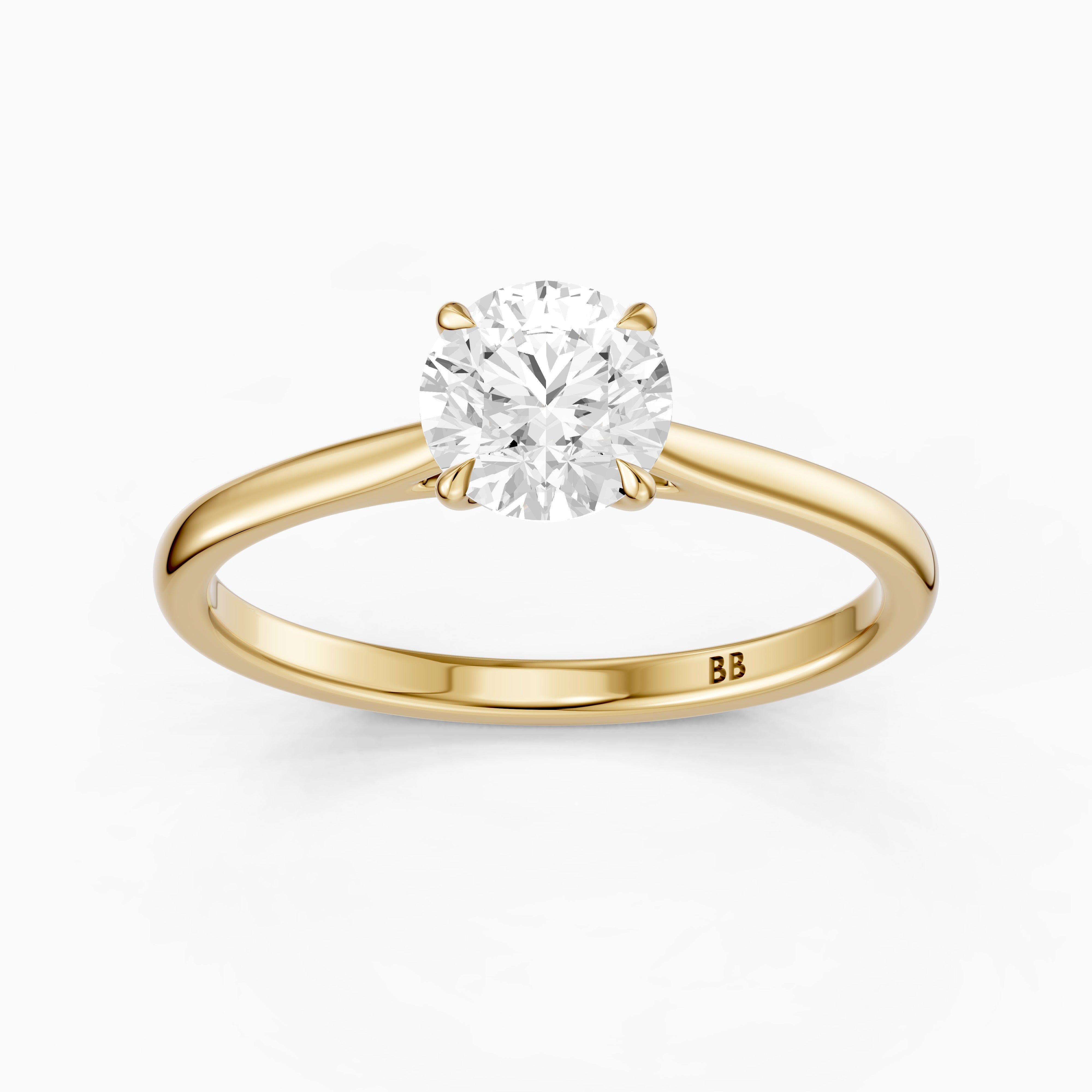 Maddie 4 Prong Round Cut Solitaire Cathedral Style Lab Grown Diamond Ring