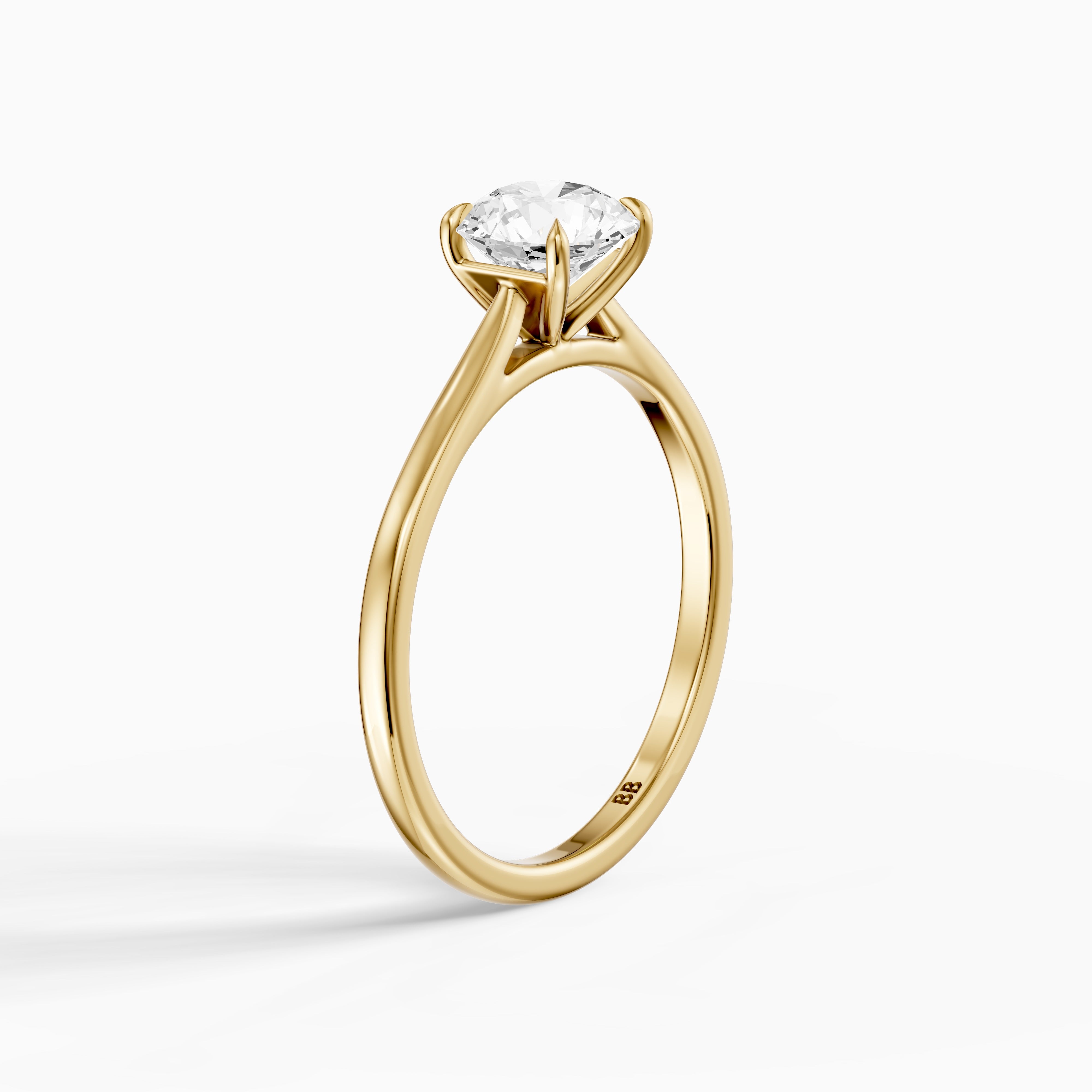 Maddie 4 Prong Round Cut Solitaire Cathedral Style Lab Grown Diamond Ring
