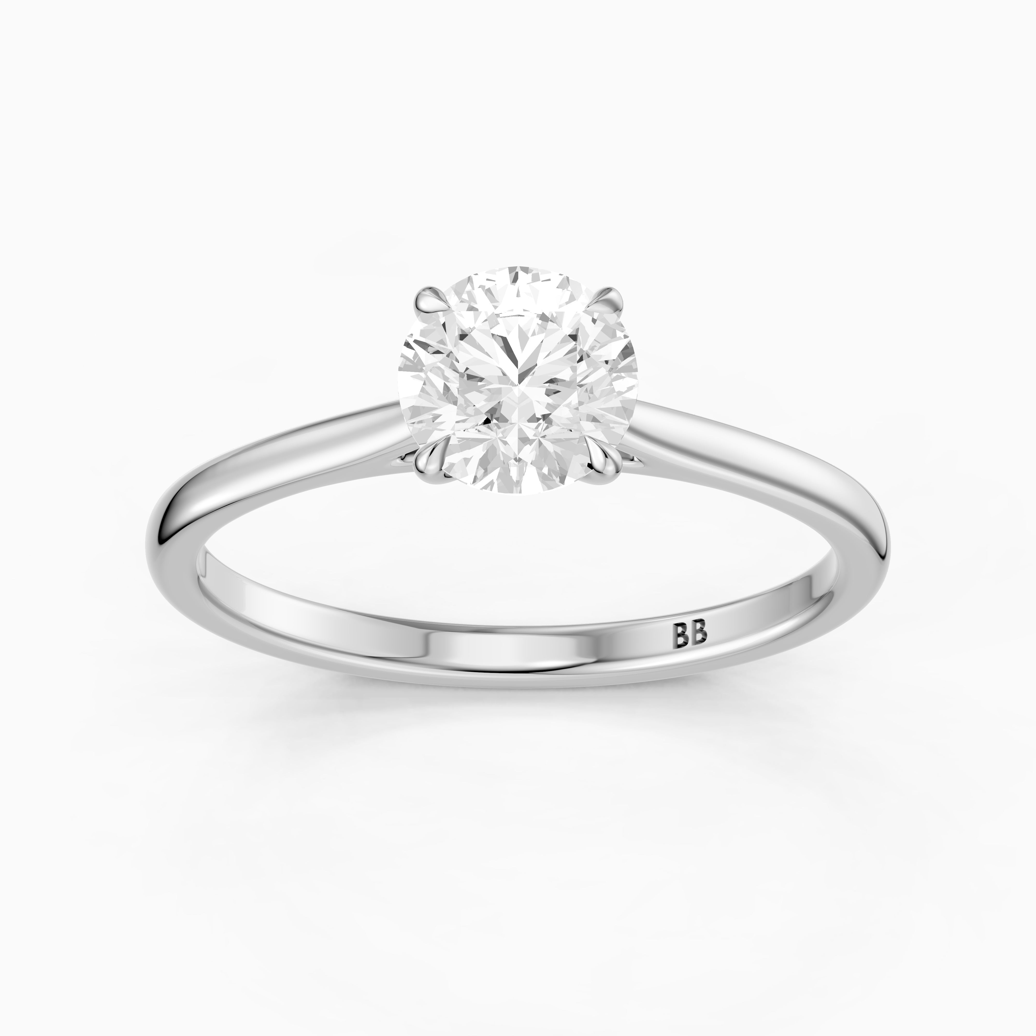 Maddie 4 Prong Round Cut Solitaire Cathedral Style Lab Grown Diamond Ring