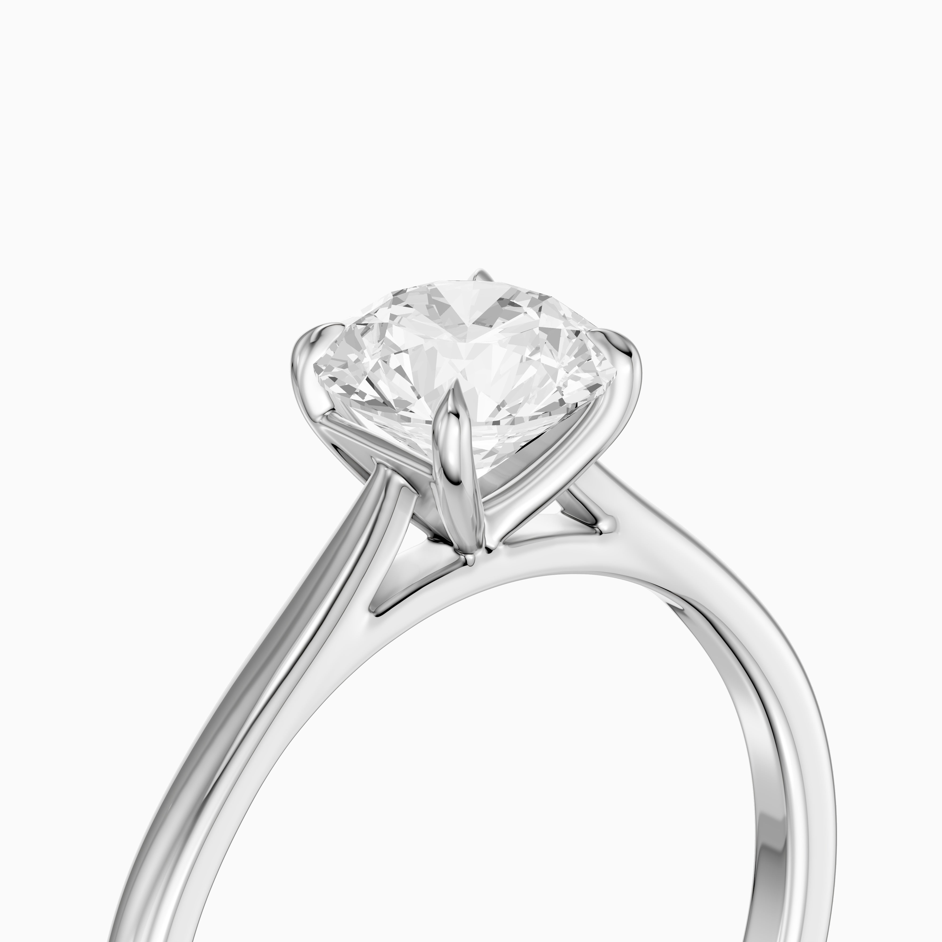 Maddie 4 Prong Round Cut Solitaire Cathedral Style Lab Grown Diamond Ring