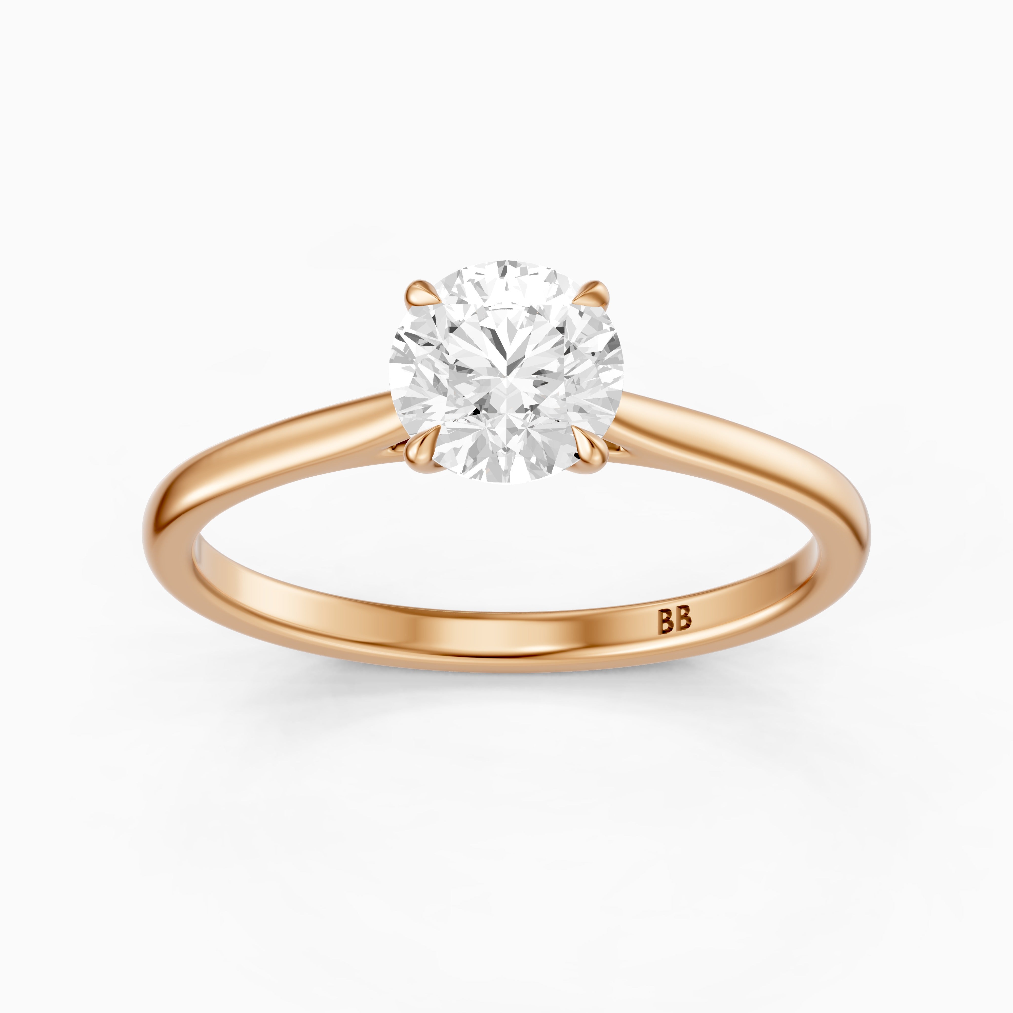 Maddie 4 Prong Round Cut Solitaire Cathedral Style Lab Grown Diamond Ring