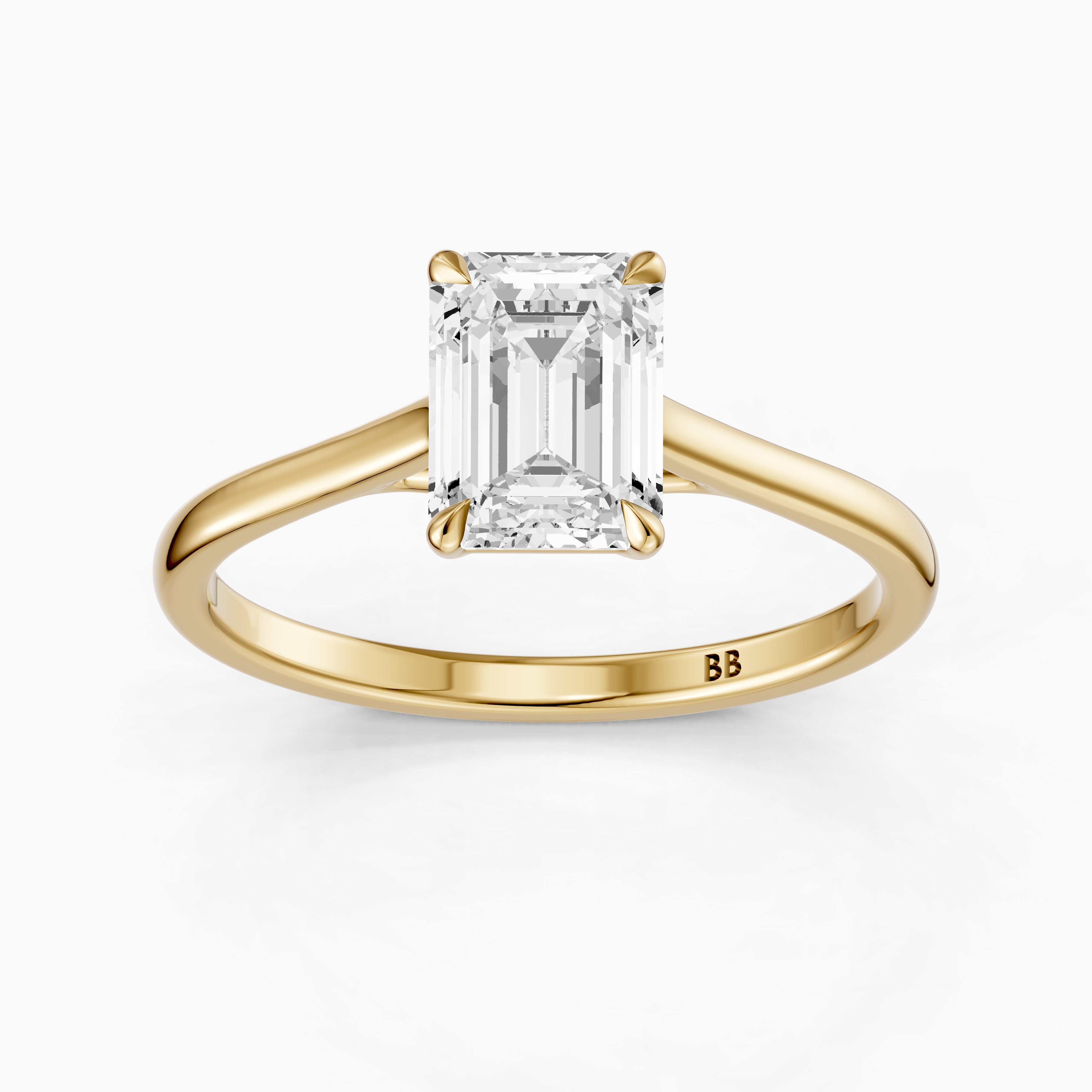 Charlay Emerald Cut Solitaire Moissanite Diamond Engagement Ring