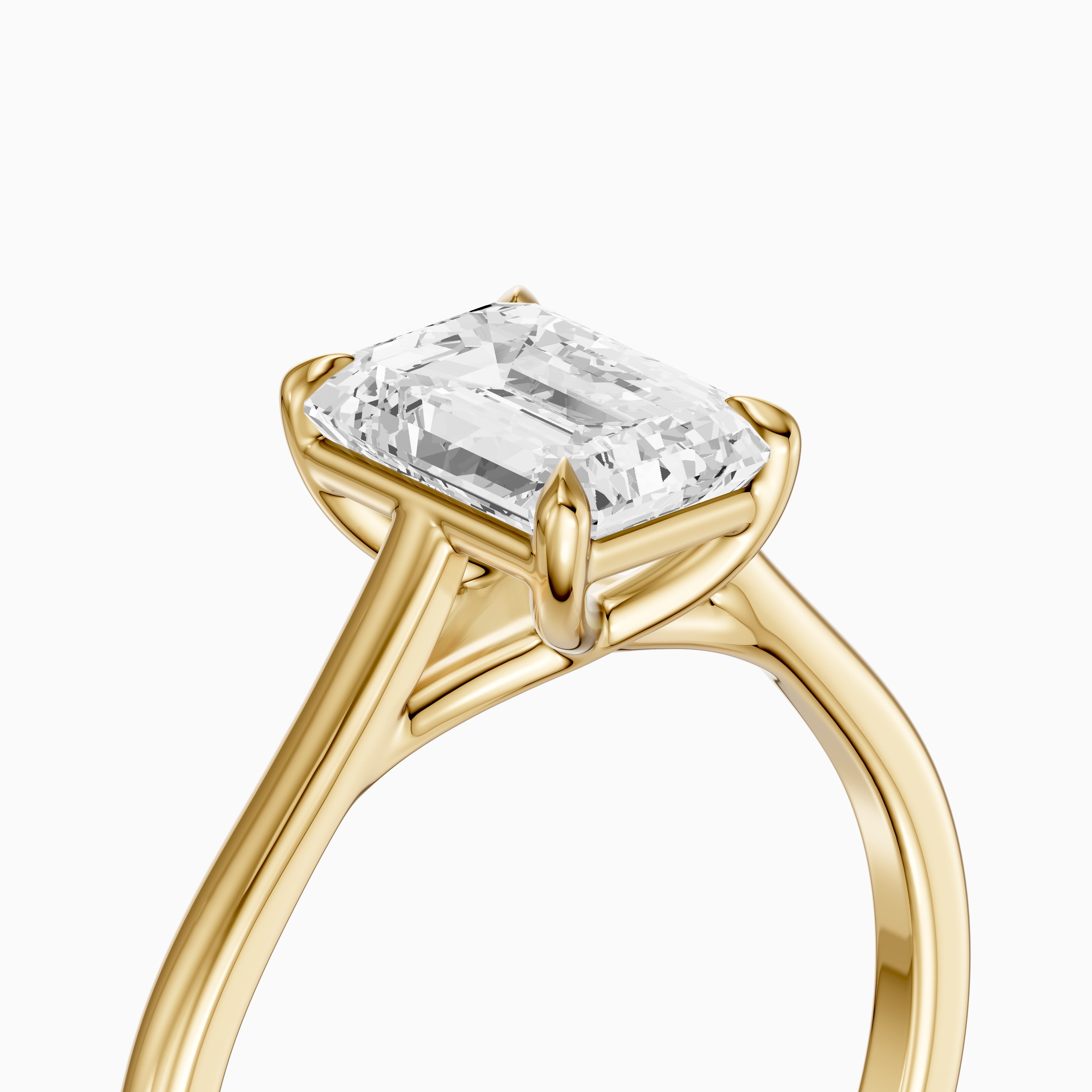 Charlay Emerald Cut Solitaire Moissanite Diamond Engagement Ring