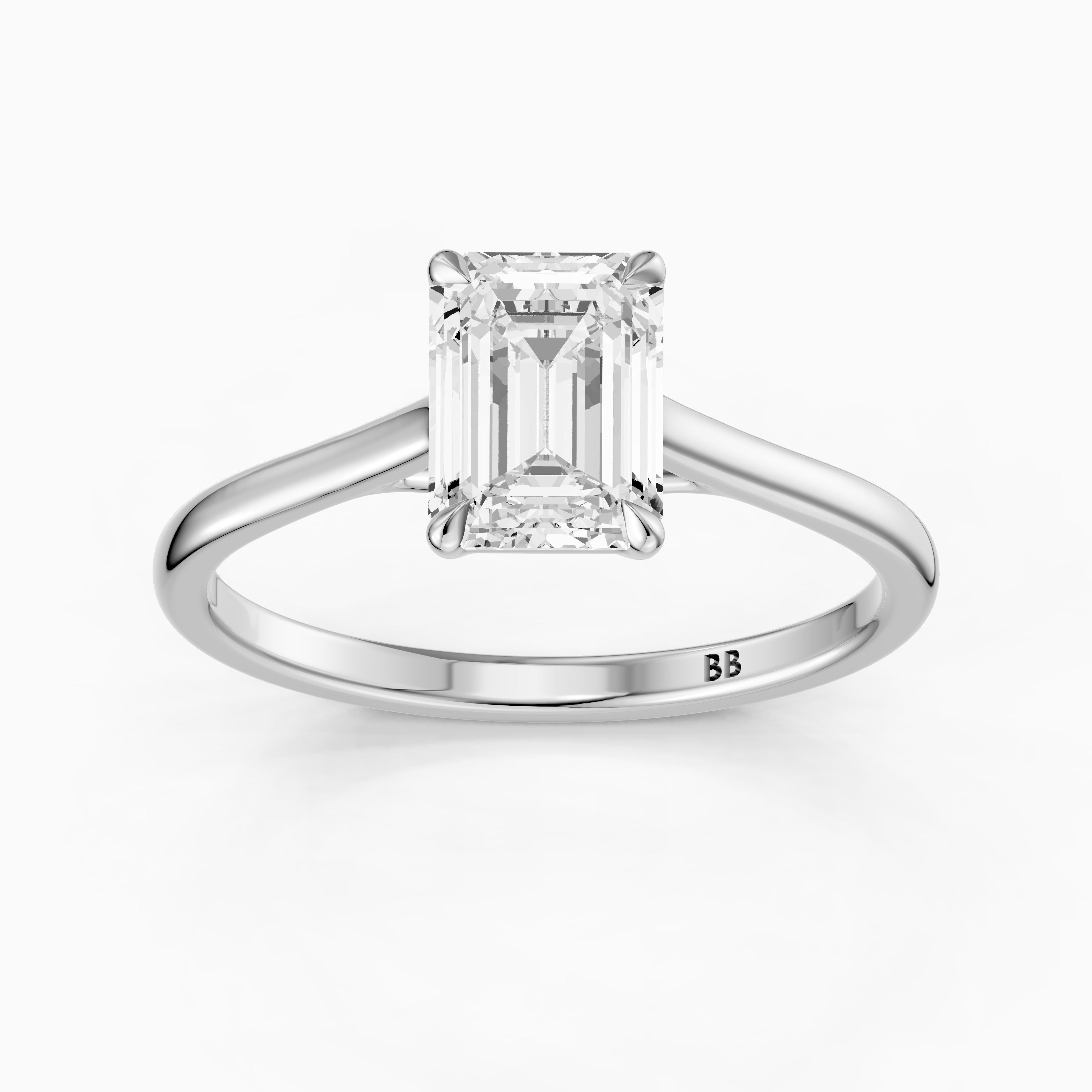 Charlay Emerald Cut Solitaire Moissanite Diamond Engagement Ring