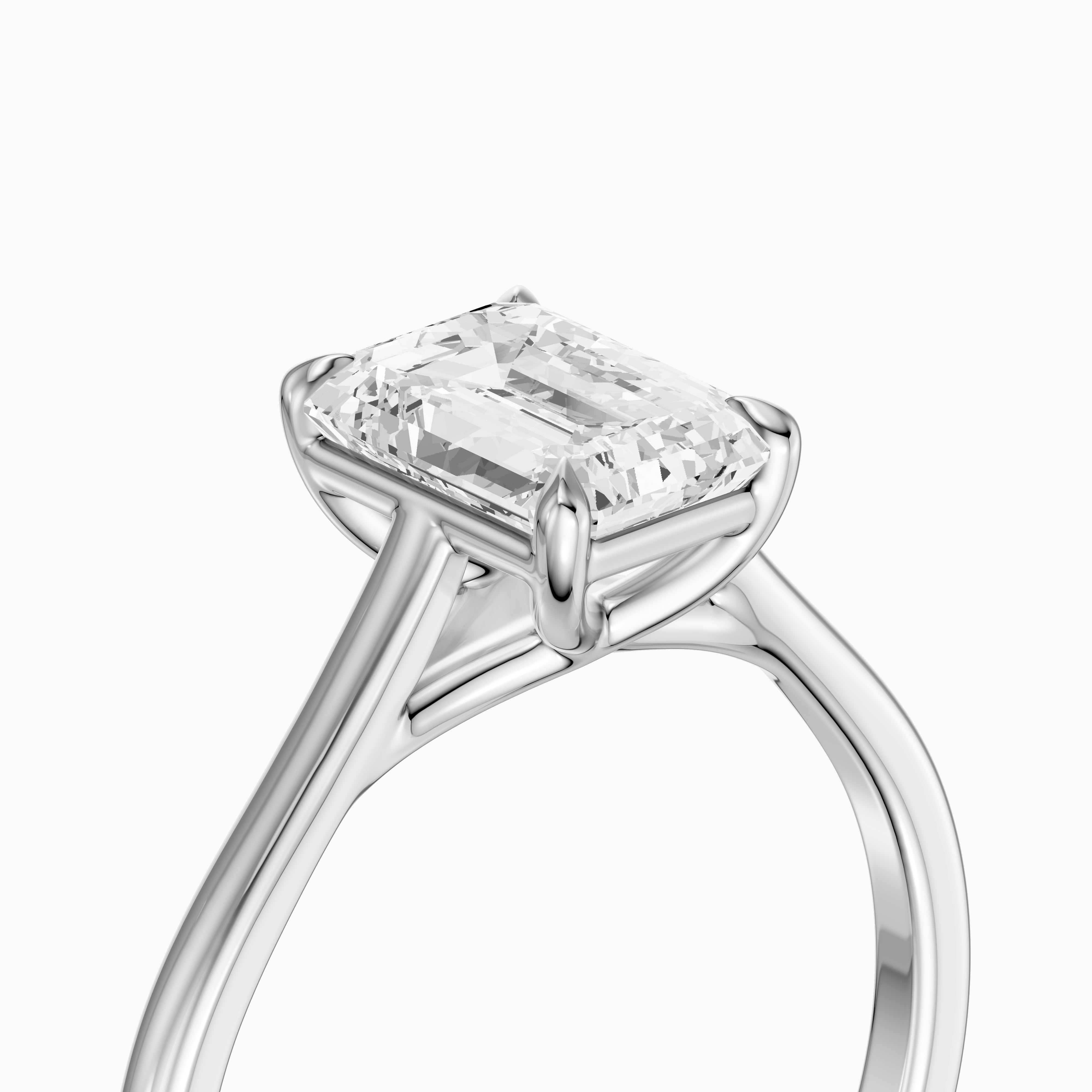 Charlay Emerald Cut Solitaire Moissanite Diamond Engagement Ring