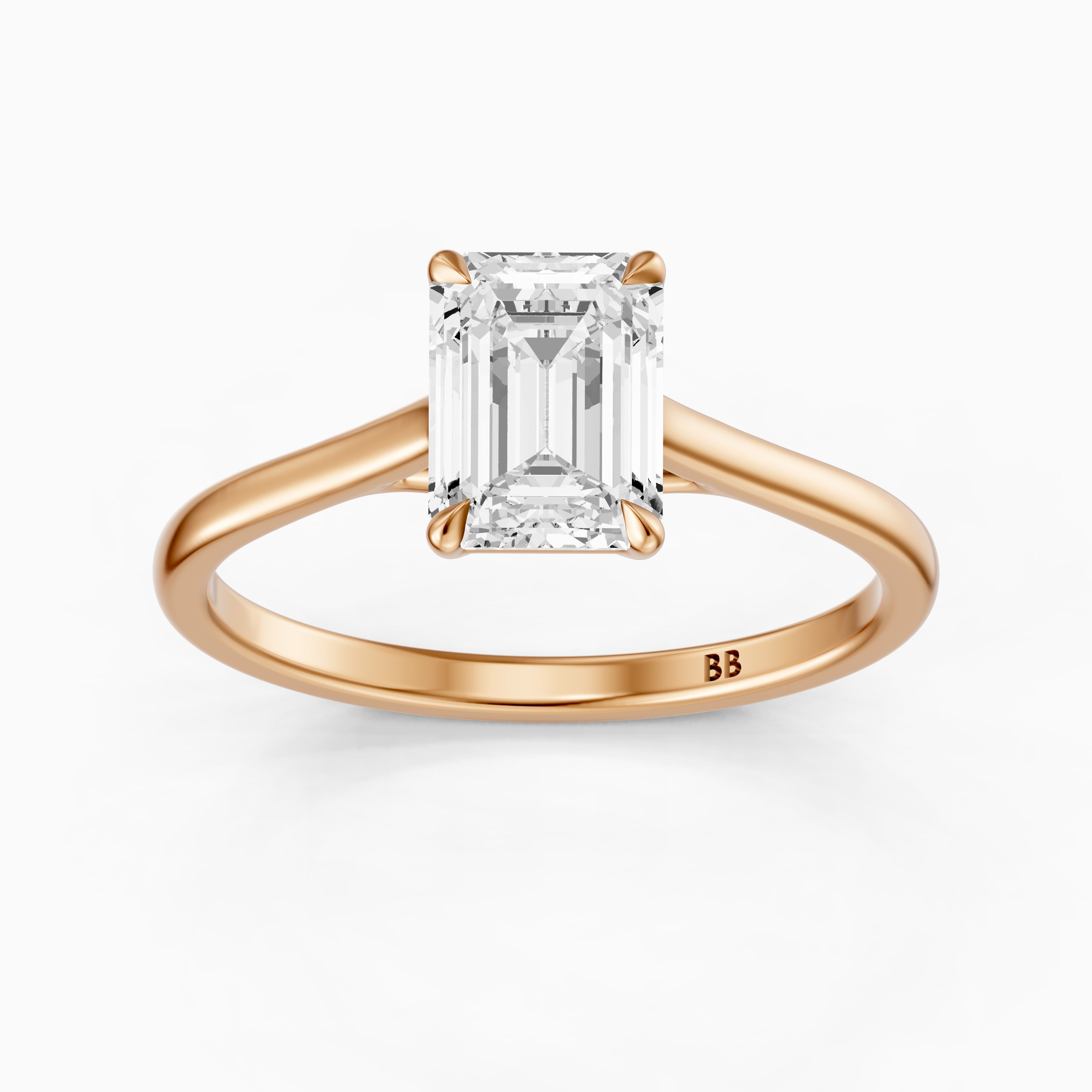 Charlay Emerald Cut Solitaire Moissanite Diamond Engagement Ring