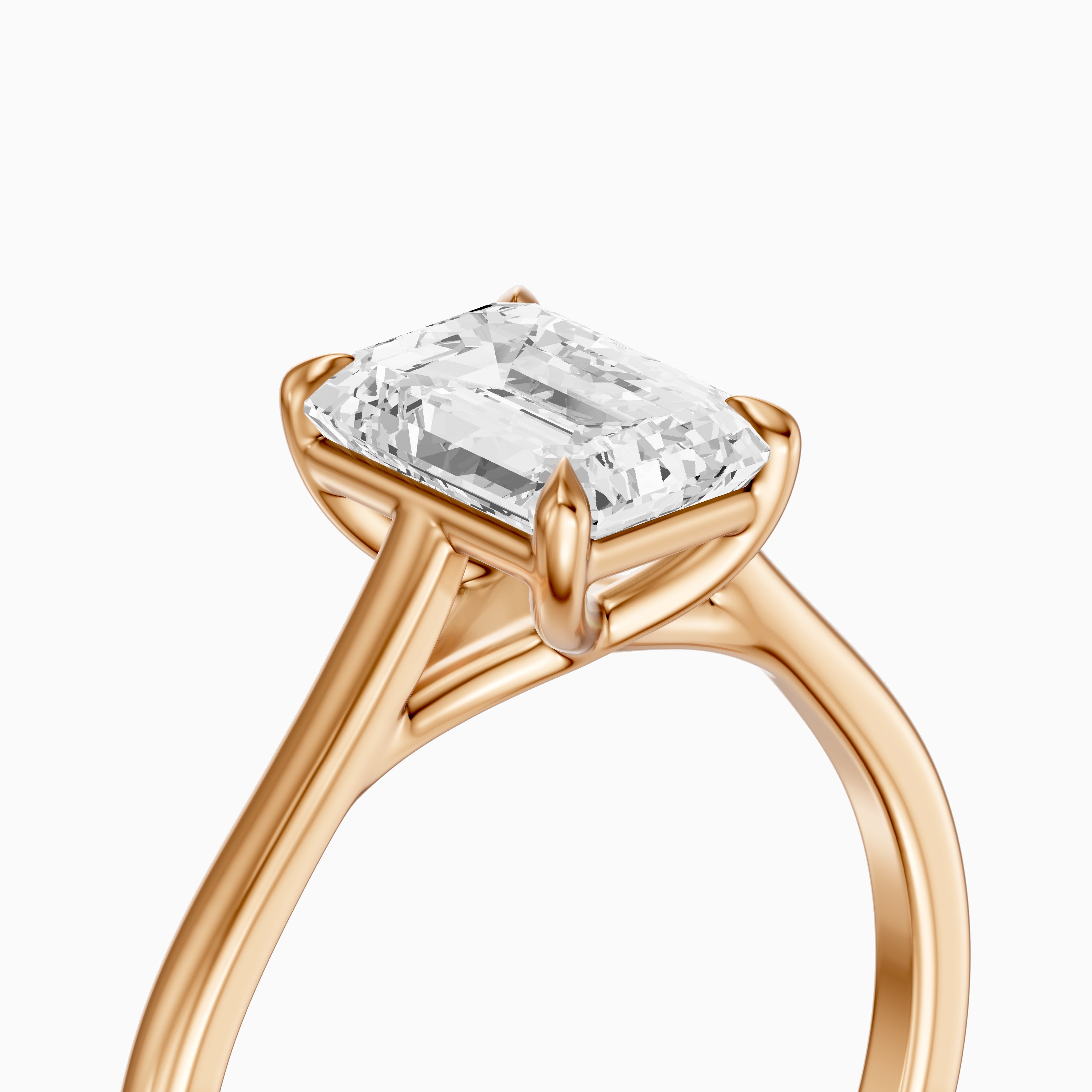 Charlay Emerald Cut Solitaire Moissanite Diamond Engagement Ring