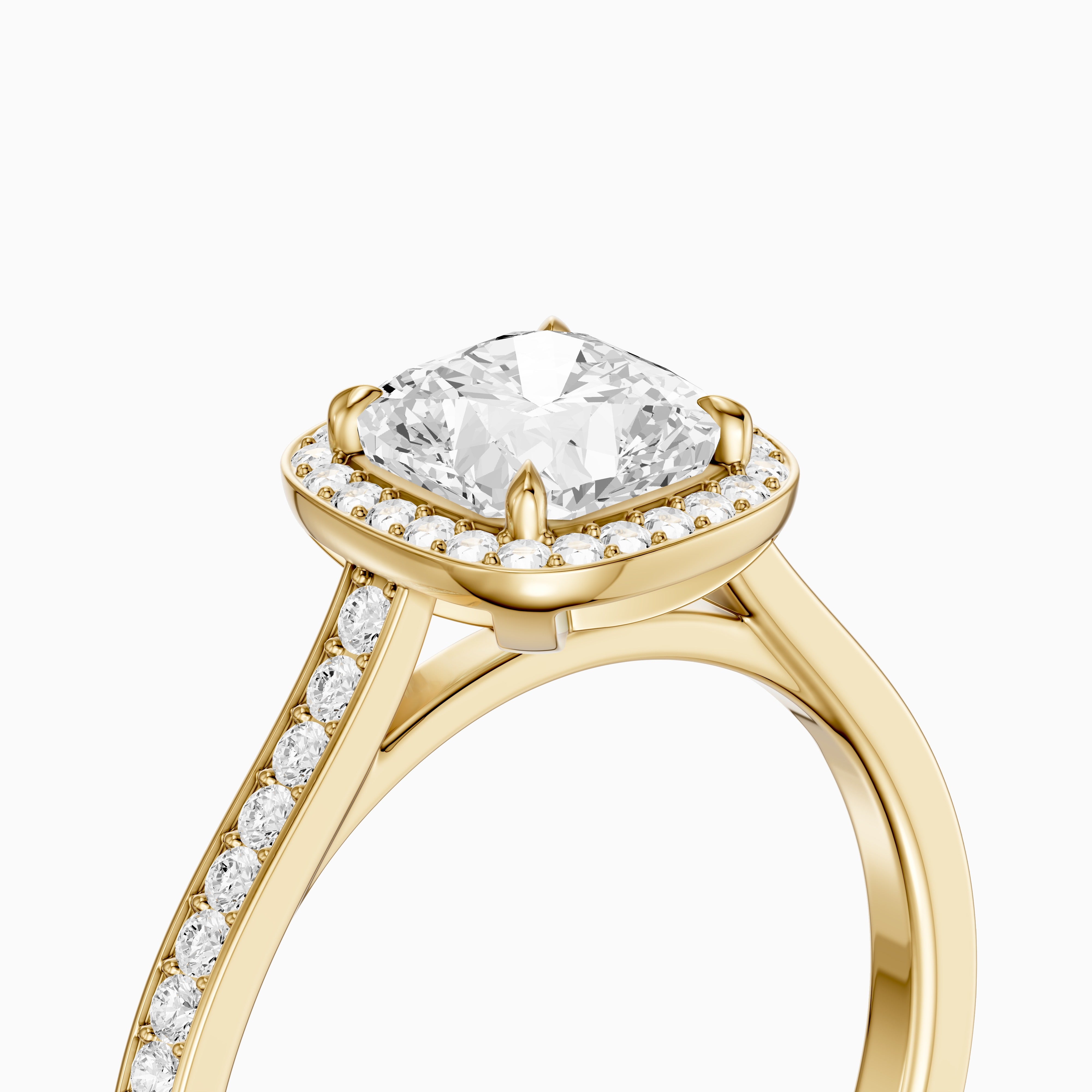 Kenzie Cushion Cut Halo Channel Set Moissanite Diamond Ring