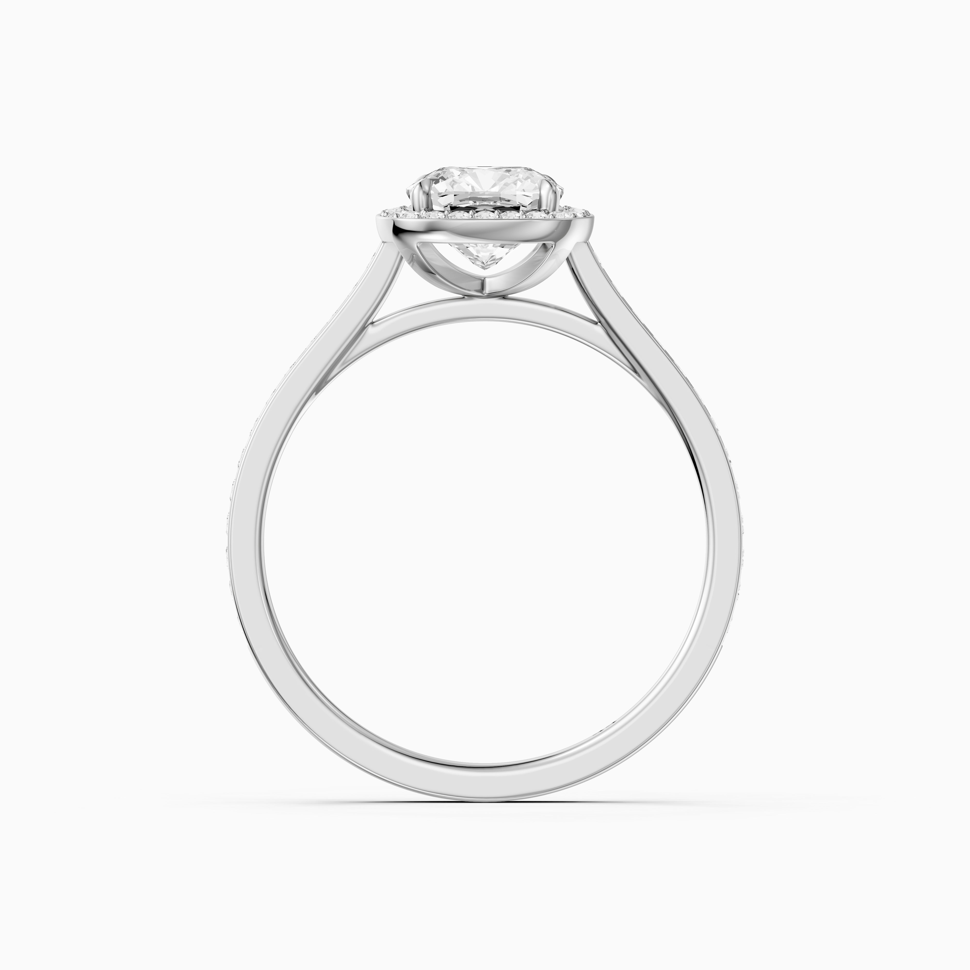 Kenzie Cushion Cut Halo Channel Set Moissanite Diamond Ring