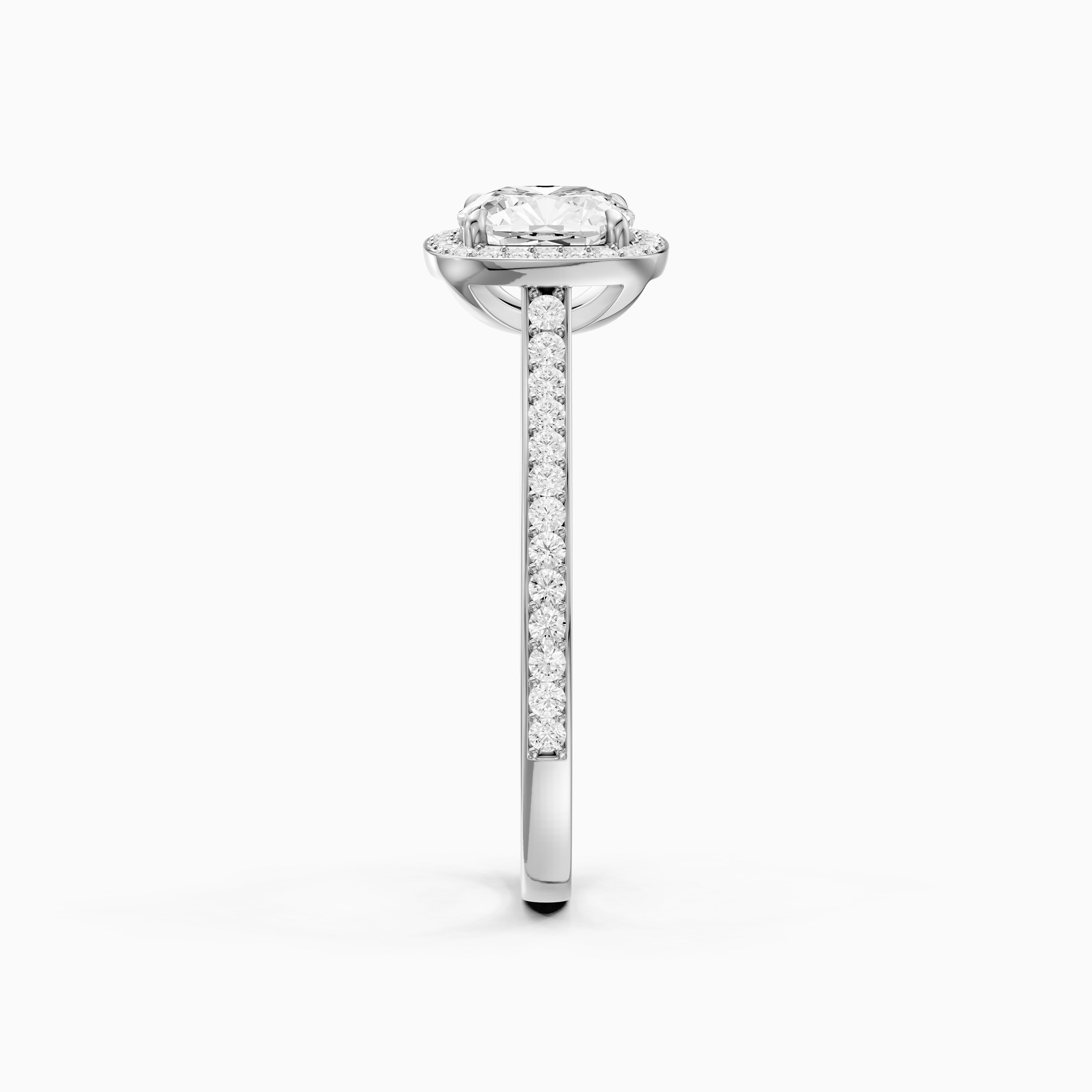 Kenzie Cushion Cut Halo Channel Set Moissanite Diamond Ring
