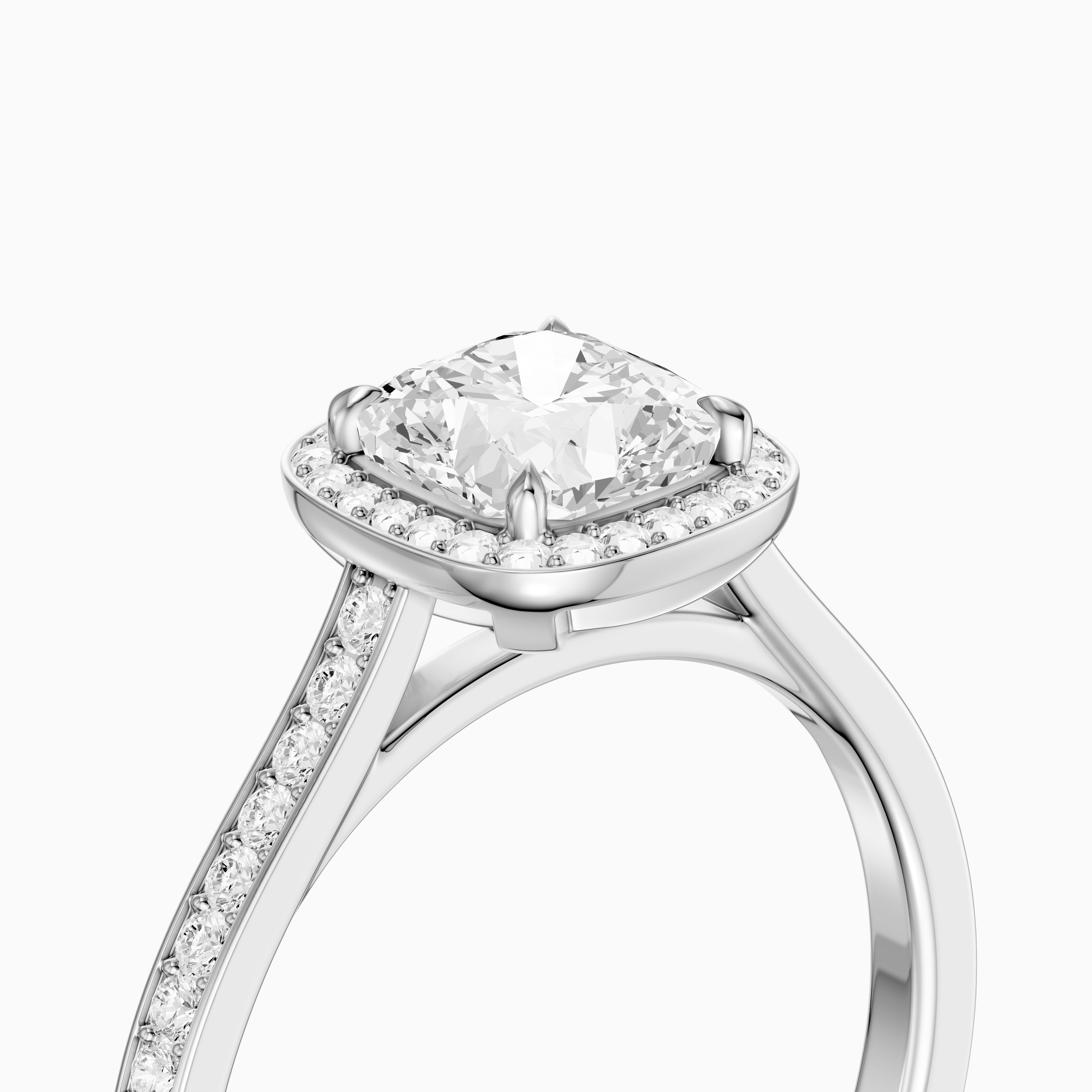 Kenzie Cushion Cut Halo Channel Set Moissanite Diamond Ring