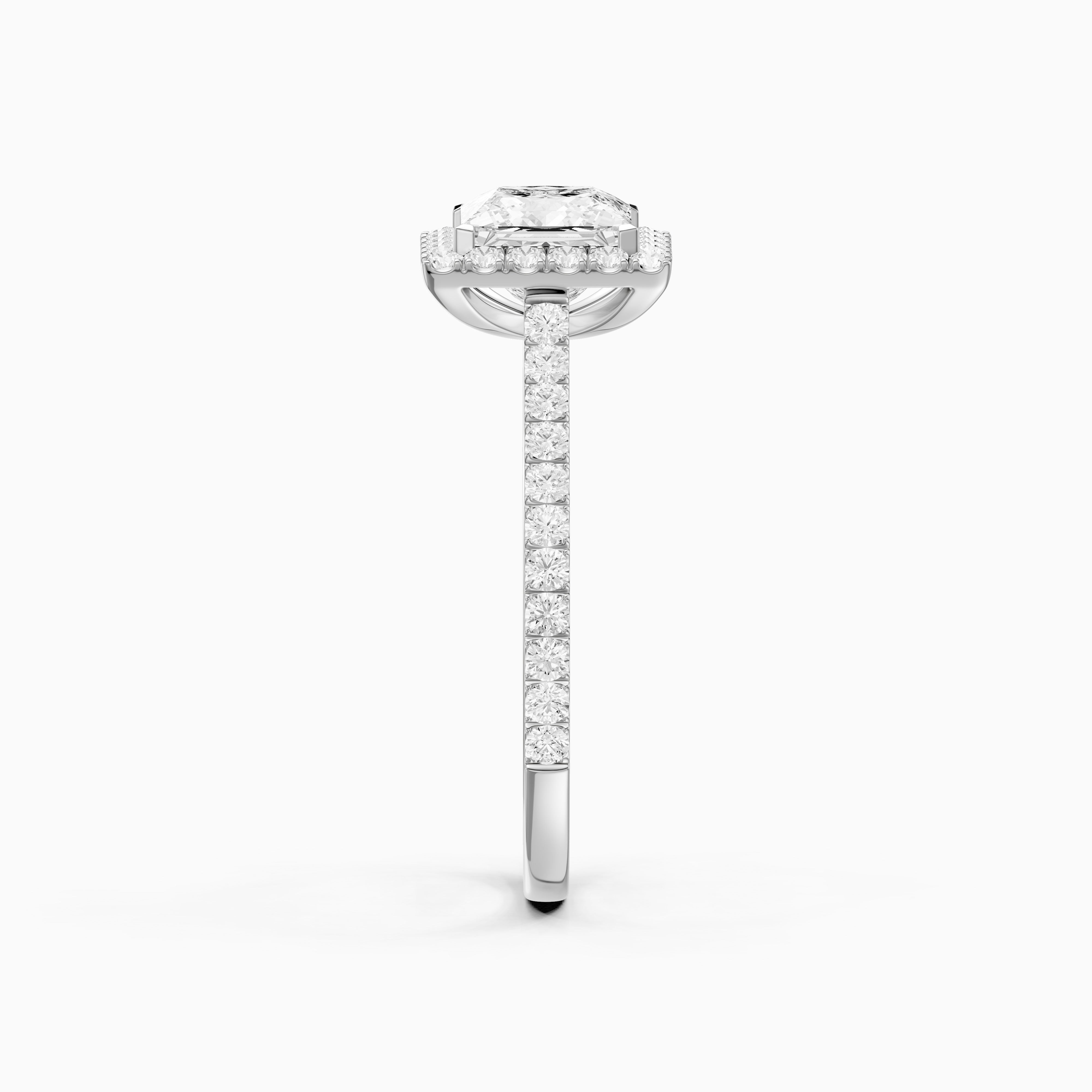 Allana Princess Cut Halo Pave Side Stone Lab Grown Diamond Ring