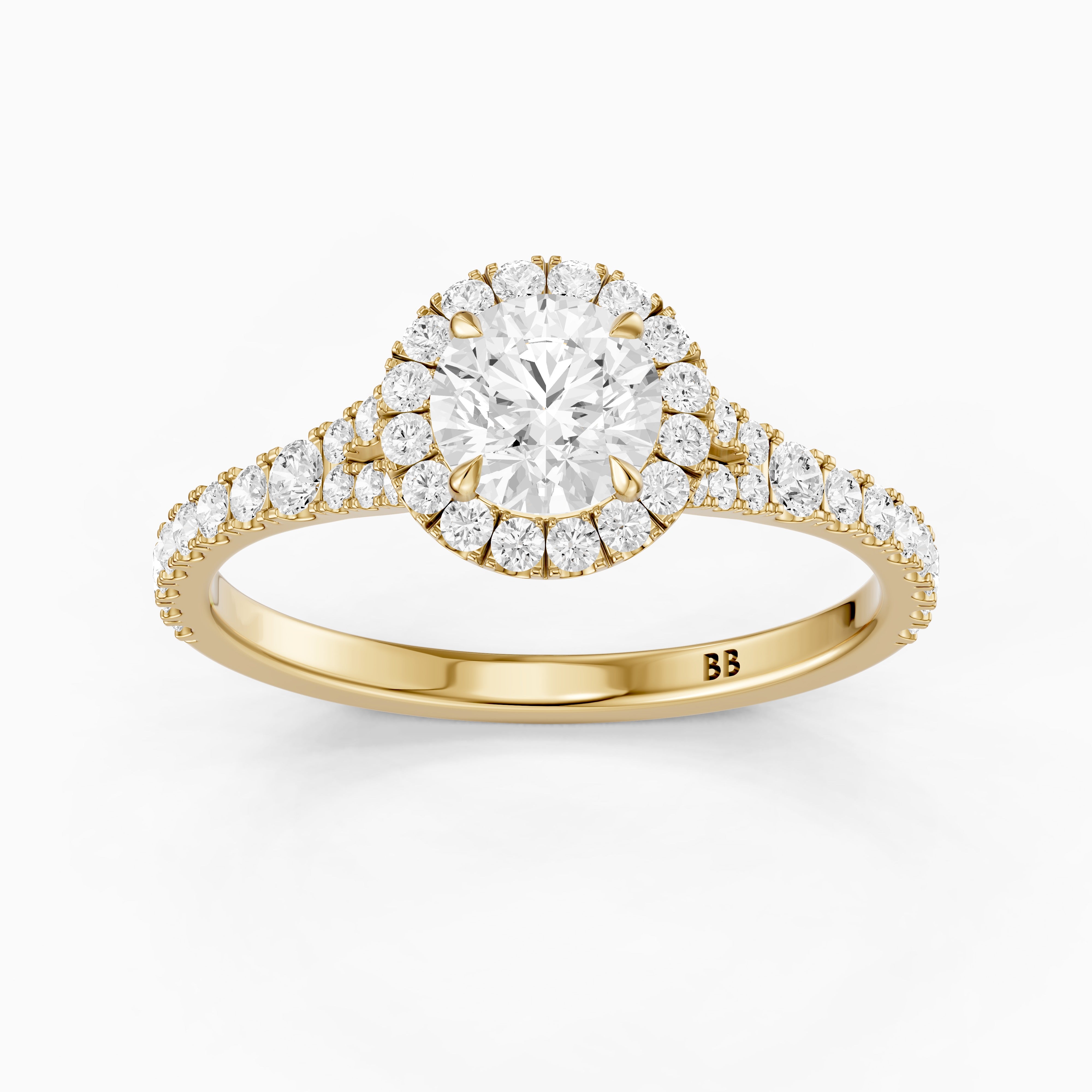 Alison Round Cut Halo Split Shank Pave Lab Grown Diamond Ring