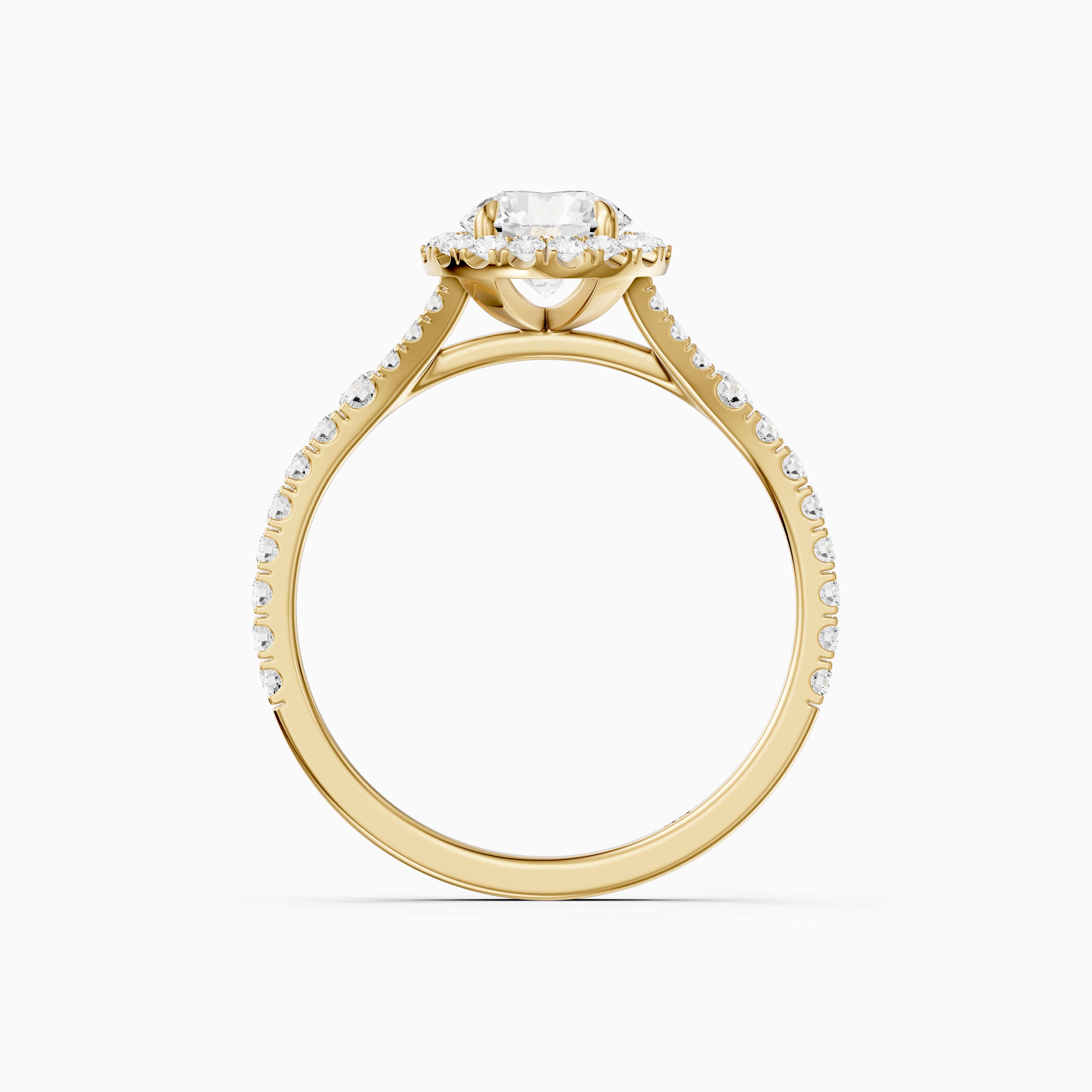 Alison Round Cut Halo Split Shank Pave Moissanite Diamond Ring