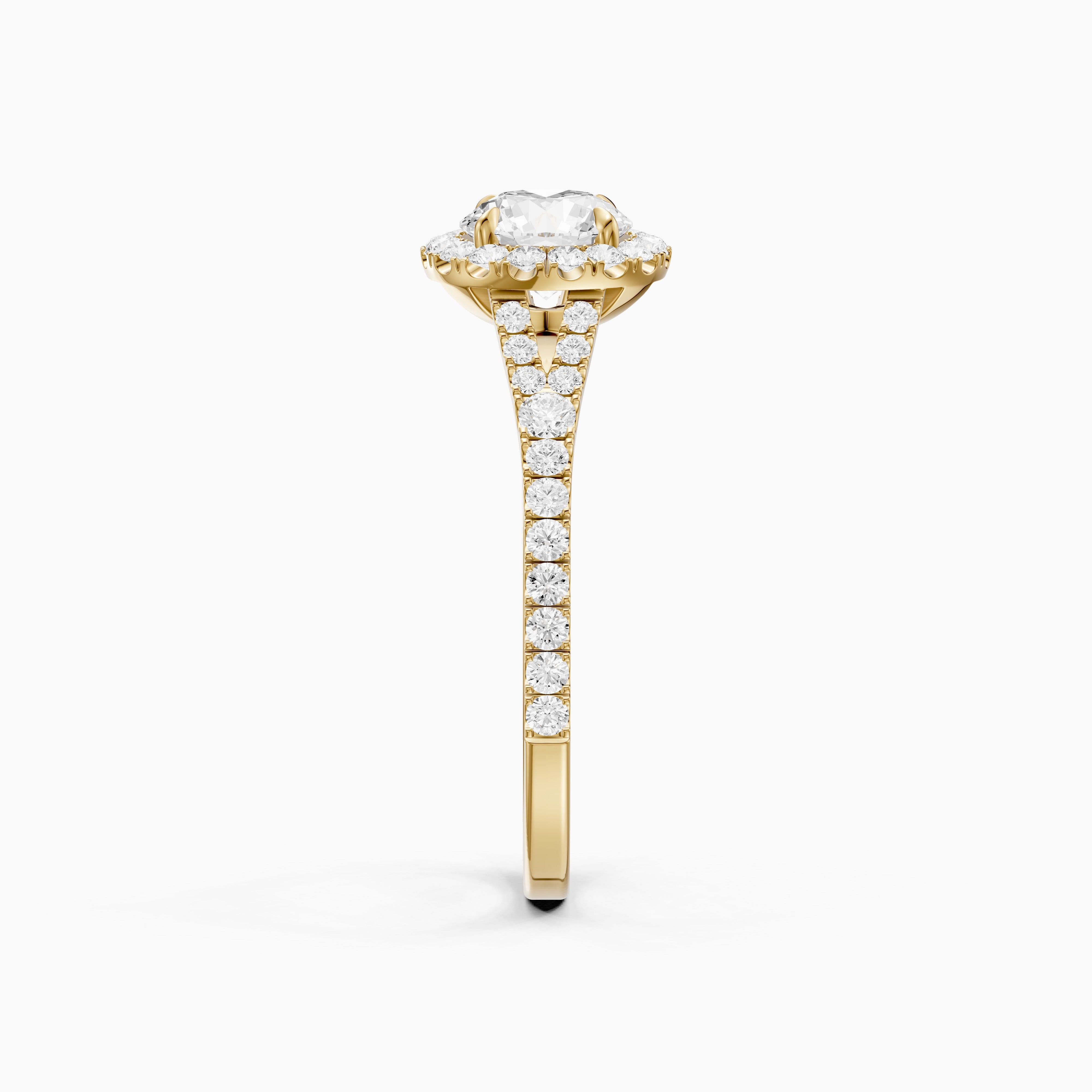 Alison Round Cut Halo Split Shank Pave Moissanite Diamond Ring