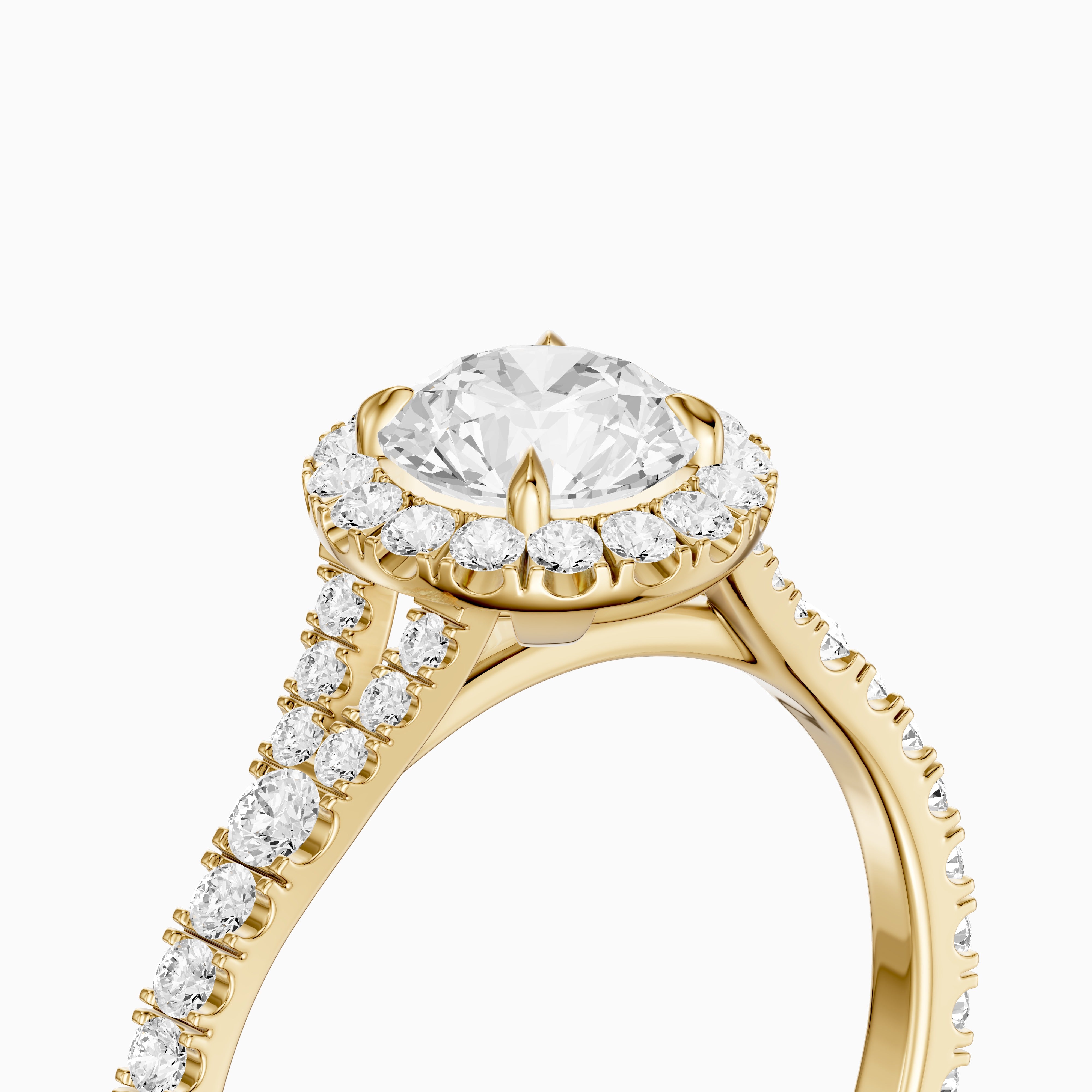 Alison Round Cut Halo Split Shank Pave Moissanite Diamond Ring